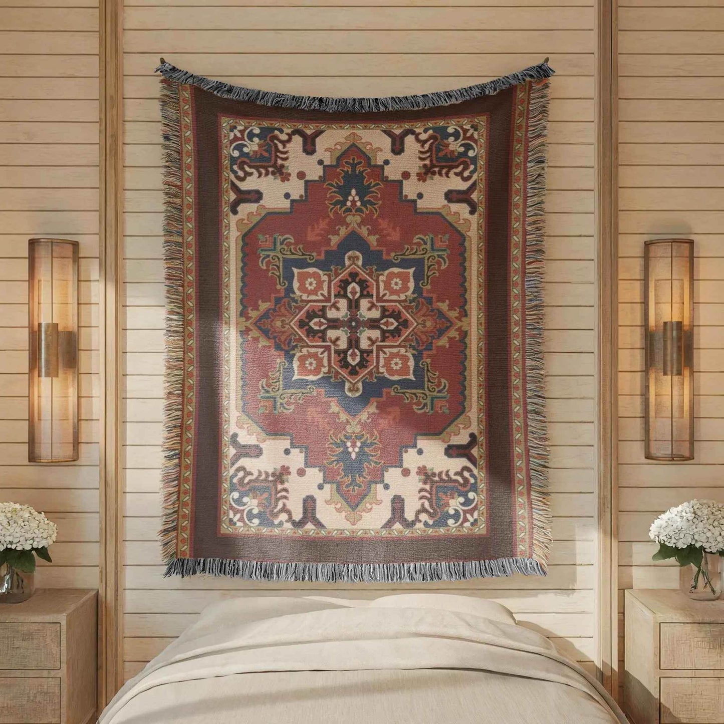 Persian Rug Pillow Blanket Set – Woven Cotton Throw & Decorative Cushion Cover - timelessbohochic.com