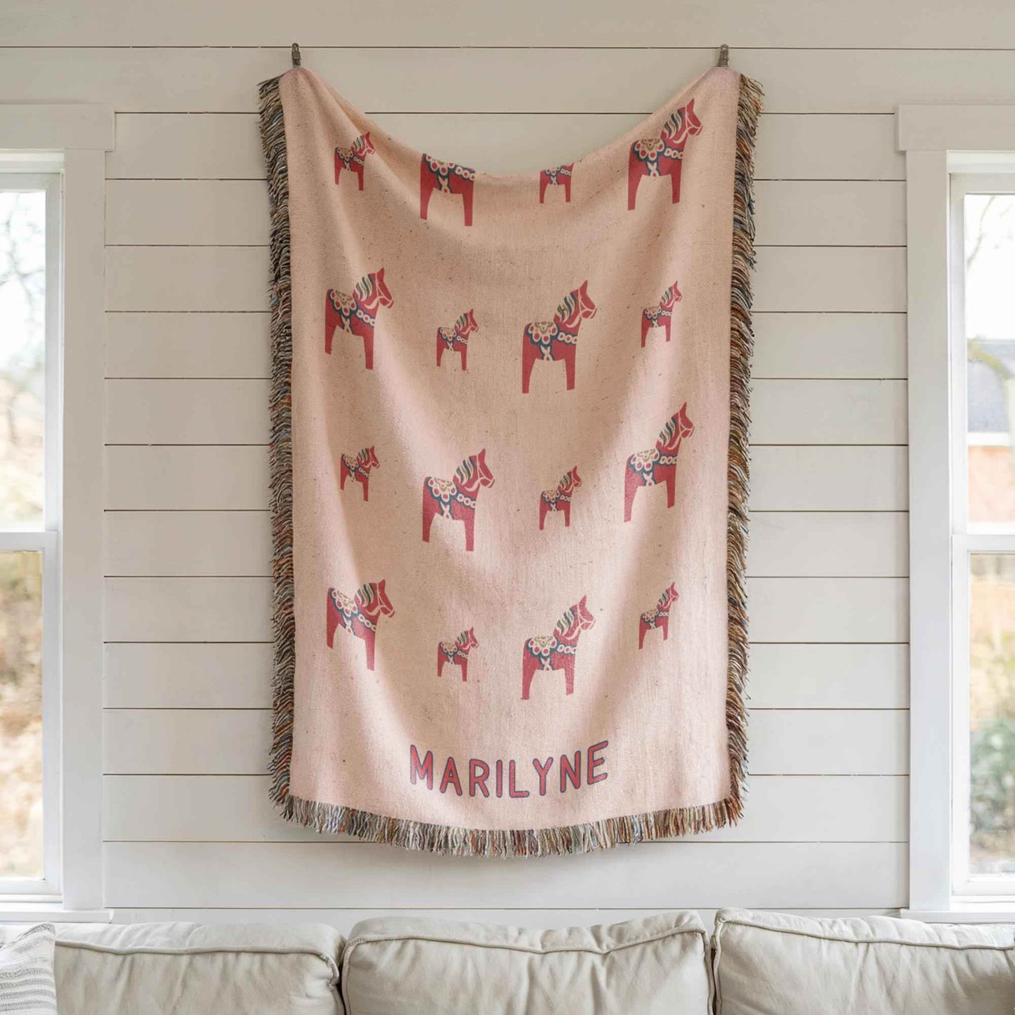 Personalized Baby Blanket - Custom Name Woven Cotton Quilt With Fringed Edges - timelessbohochic.com