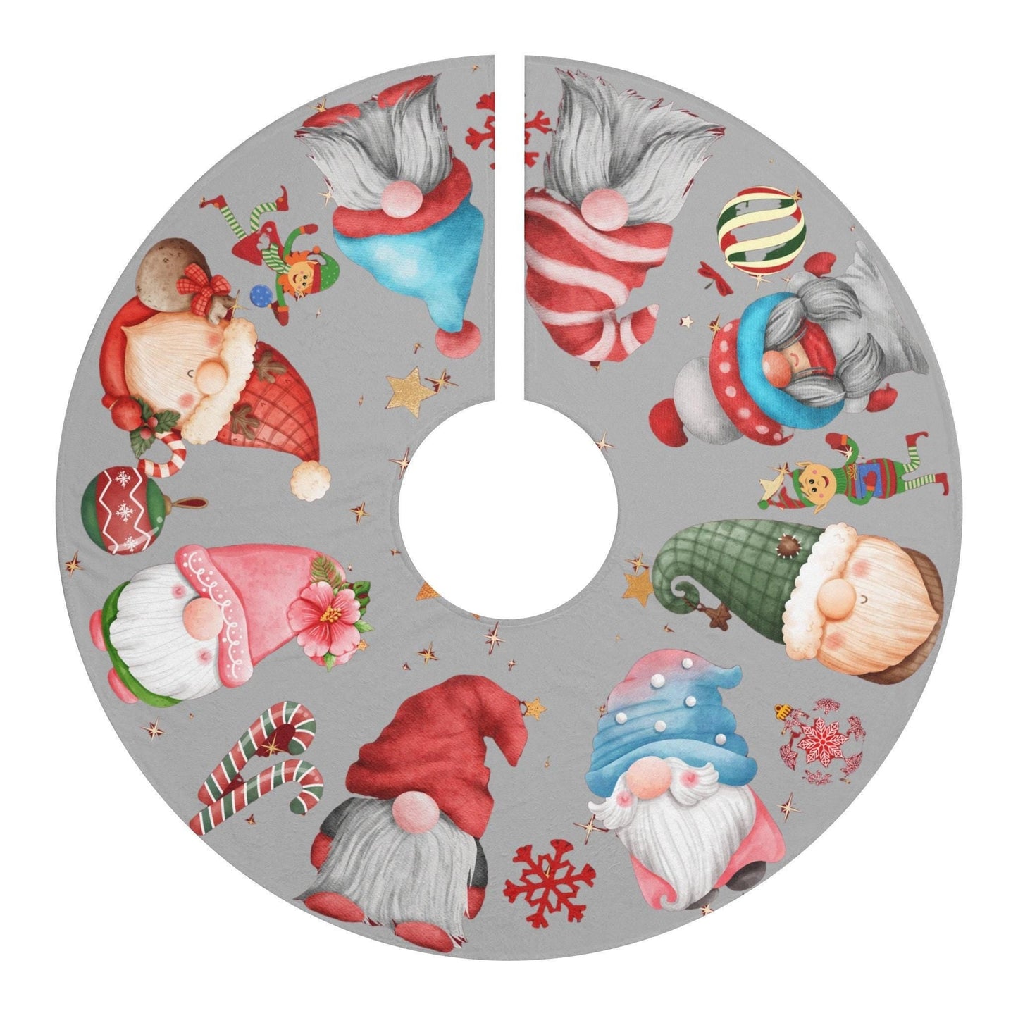 Gnome Christmas Tree Skirt – Cute Gnome Patterns | Festive Holiday Tree Wrap