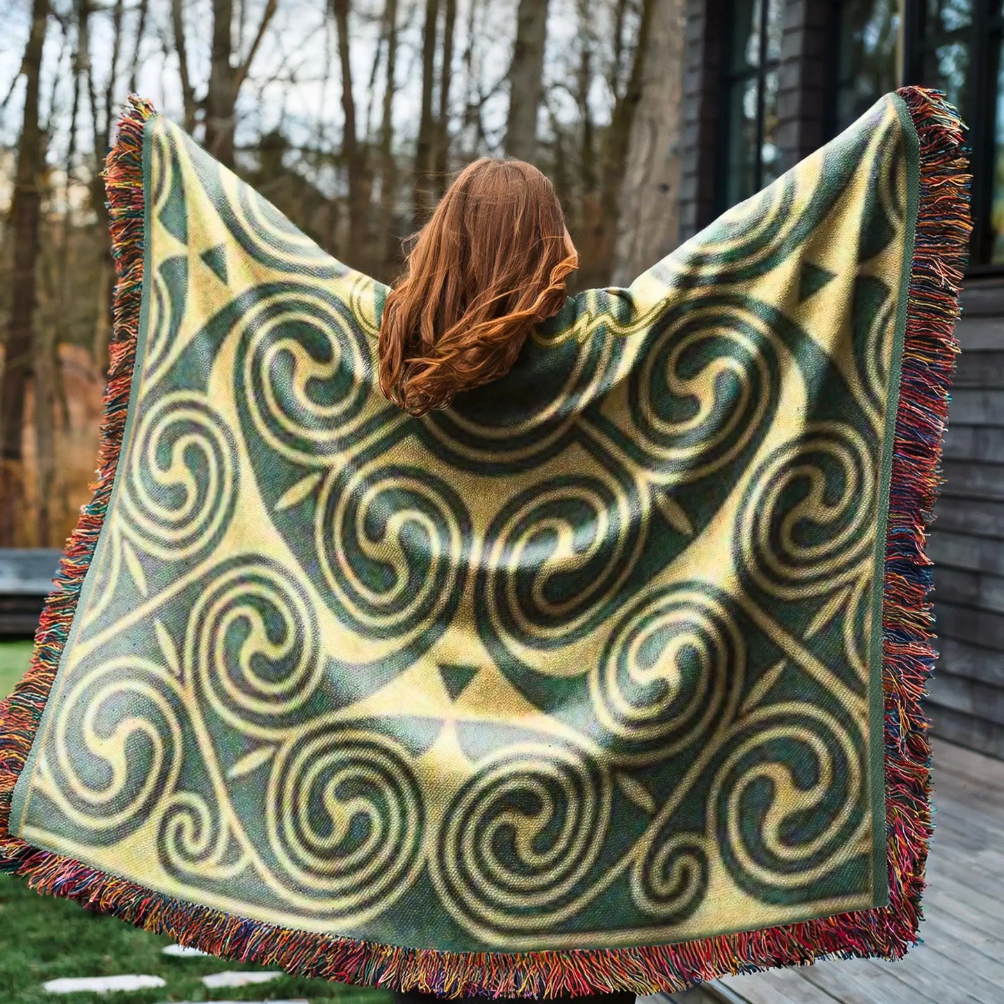 Celtic Cotton Throw Blanket – Woven Cotton Blanket With Fringed Edge, Soft Breathable Fabric
