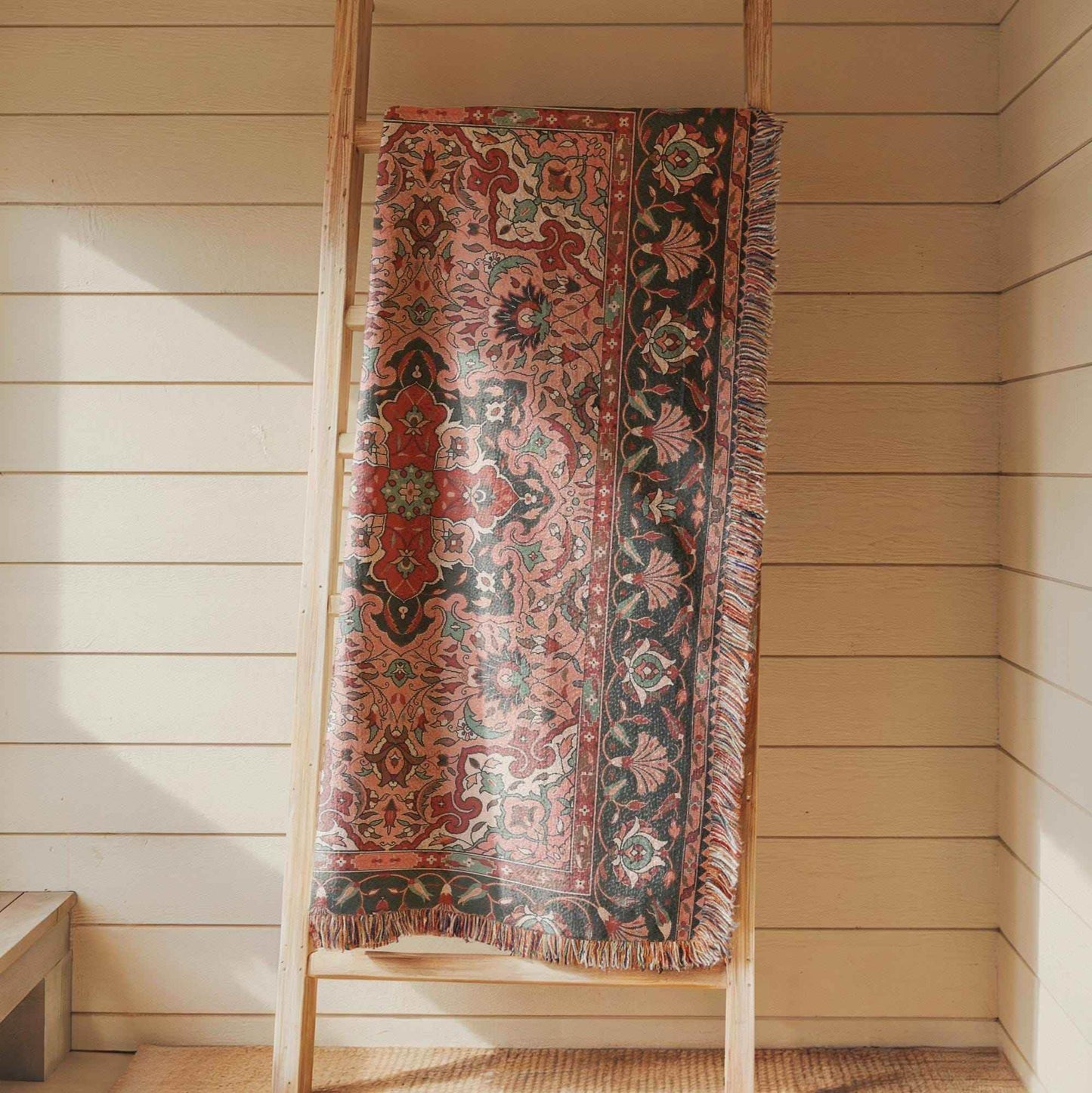 Cotton Wall Hanging – Turkish Rug Tapestry with Anatolian Carpet Design | Boho Home Decor - timelessbohochic.com