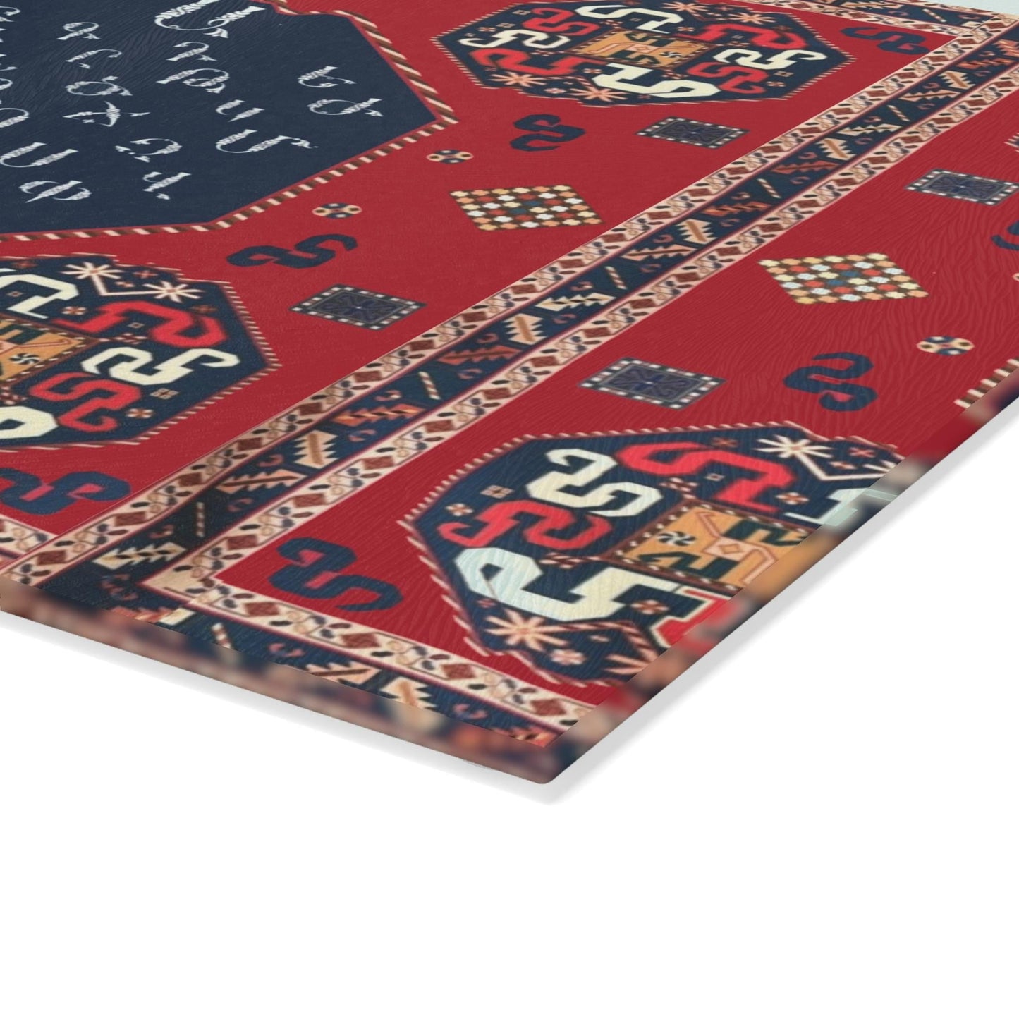 Armenian Glass Cutting Board – Textured Surface With Non-Slip Rubber Feet For Kitchen And Gift