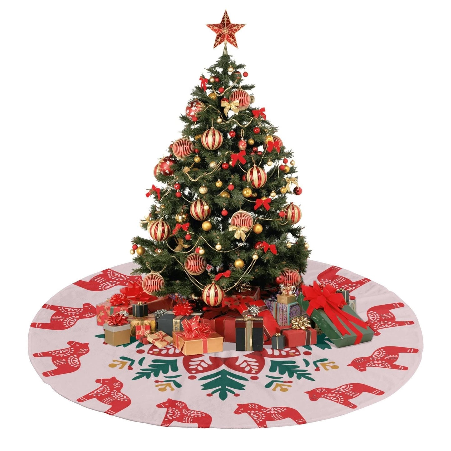 Scandi Dala Horse Skirt – Nordic Christmas Decor | Cozy Holiday Accent Tree Skirt