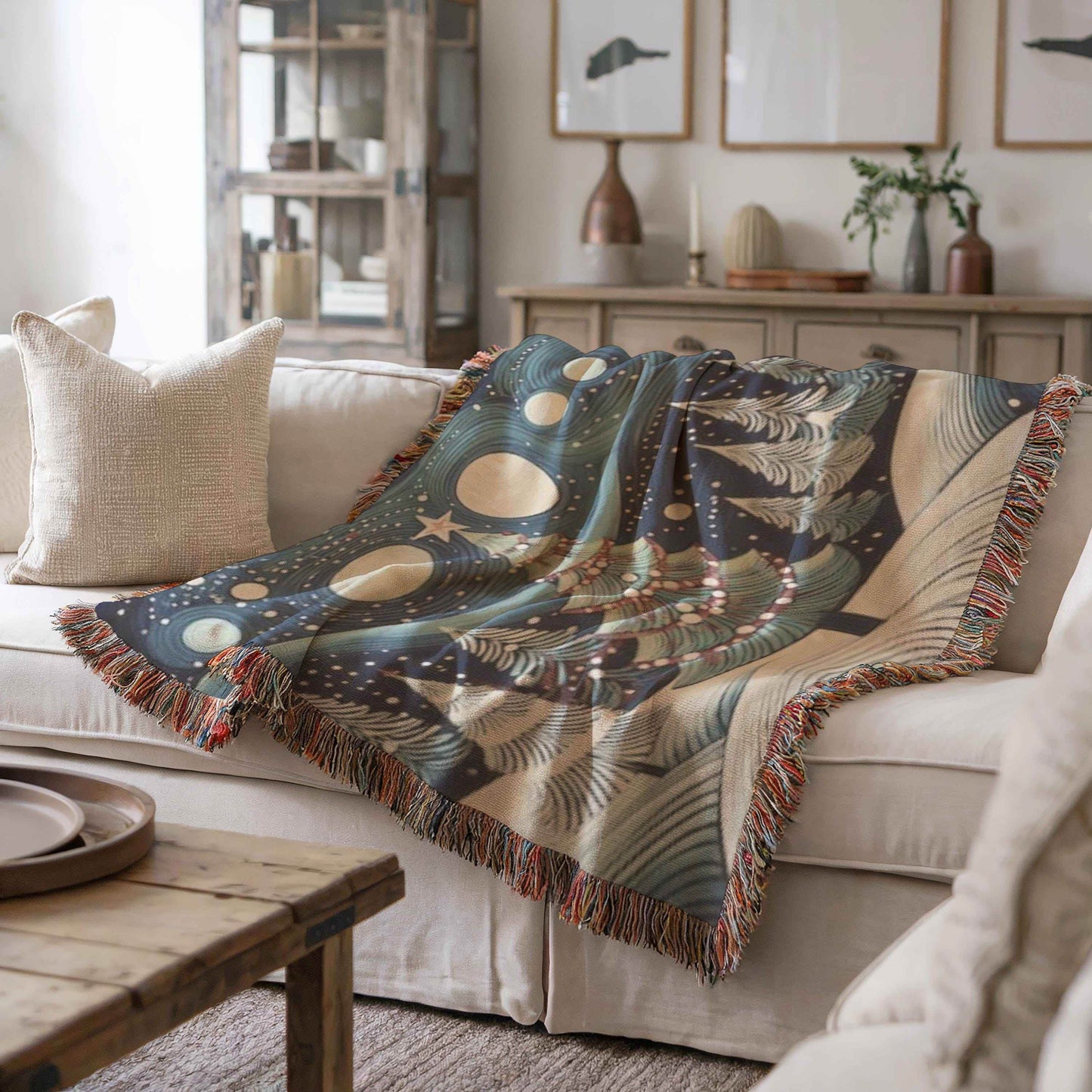 Festive Throw Blanket – Christmas Tree Blanket With Fringed Edge For Cozy Winter Nights - timelessbohochic.com