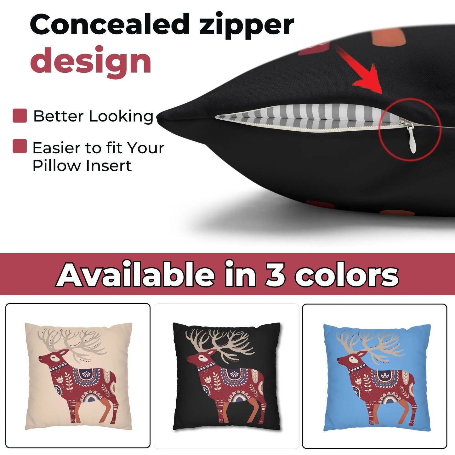 Scandinavian Reindeer Pillow | Nordic Pillow Cover - Cozy Winter Cushion