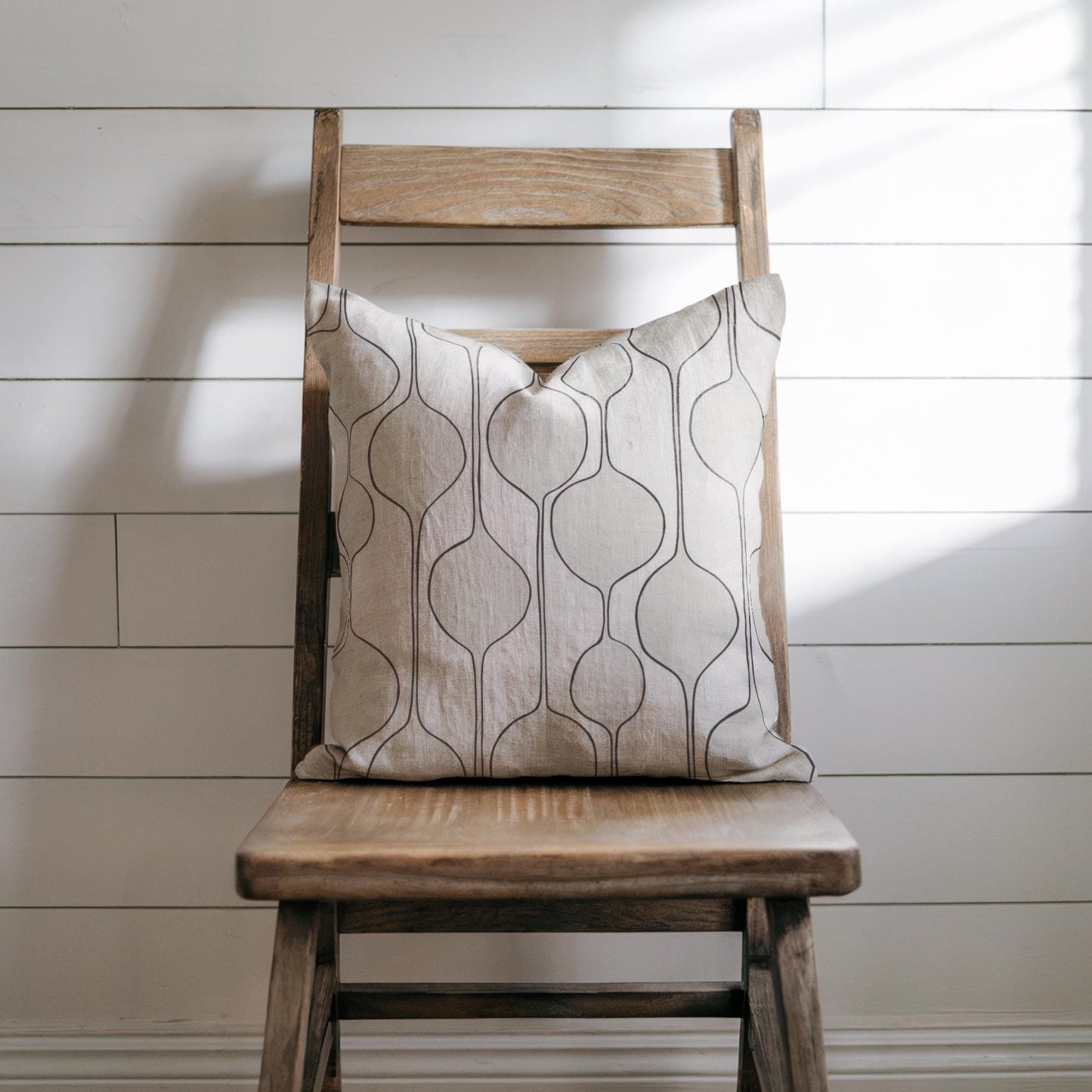 Mid Century Pillow - Woven Throw Pillow With Minimalist Baubles Design | Scandi Home Decor