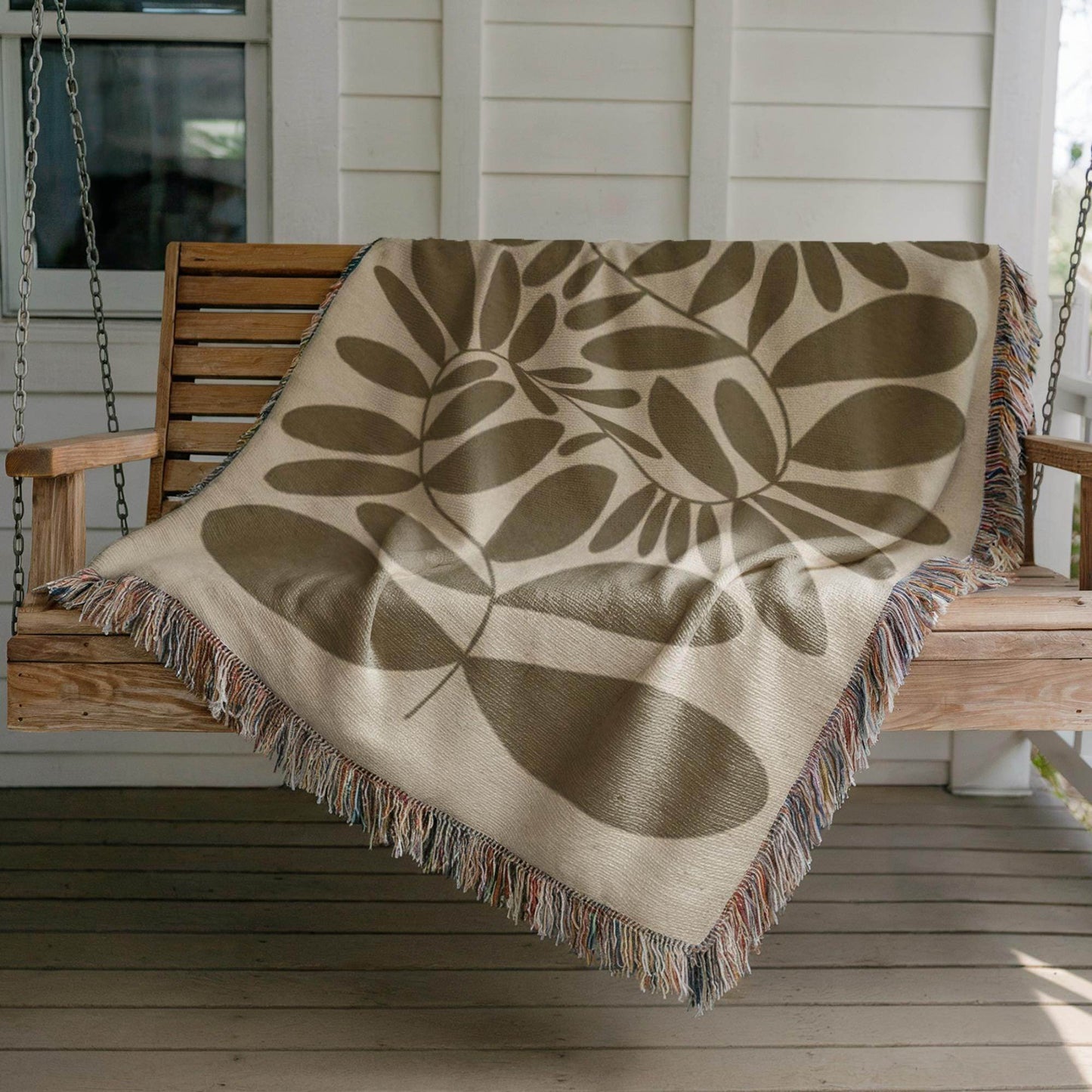 Woven Throw Blanket – Cozy Cotton Patio Blanket with Fringed Edge for Garden - timelessbohochic.com