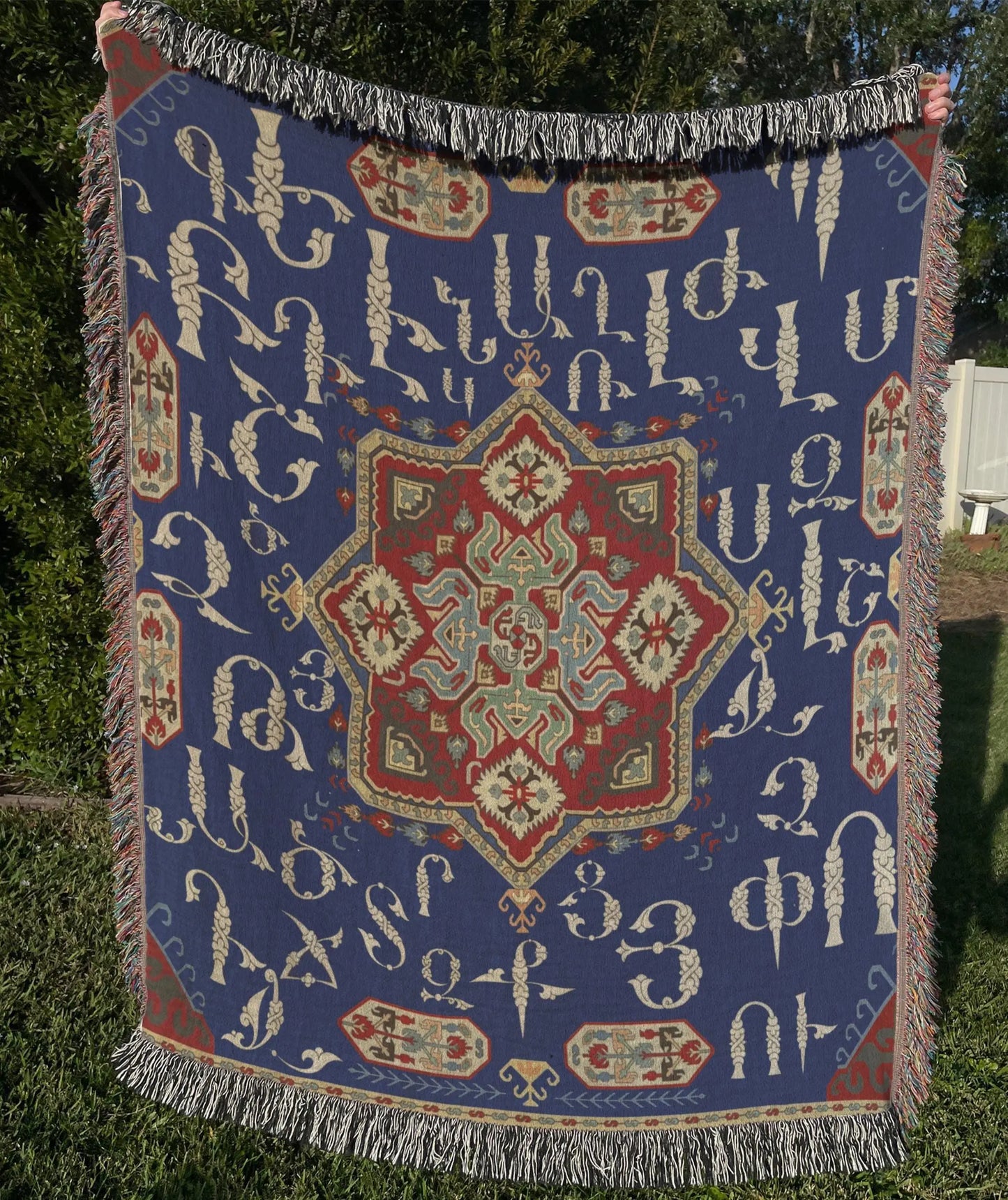 Armenian Alphabet Blanket | Soft Woven Throw, Cozy Family Gift, Stylish Cotton Bedspread