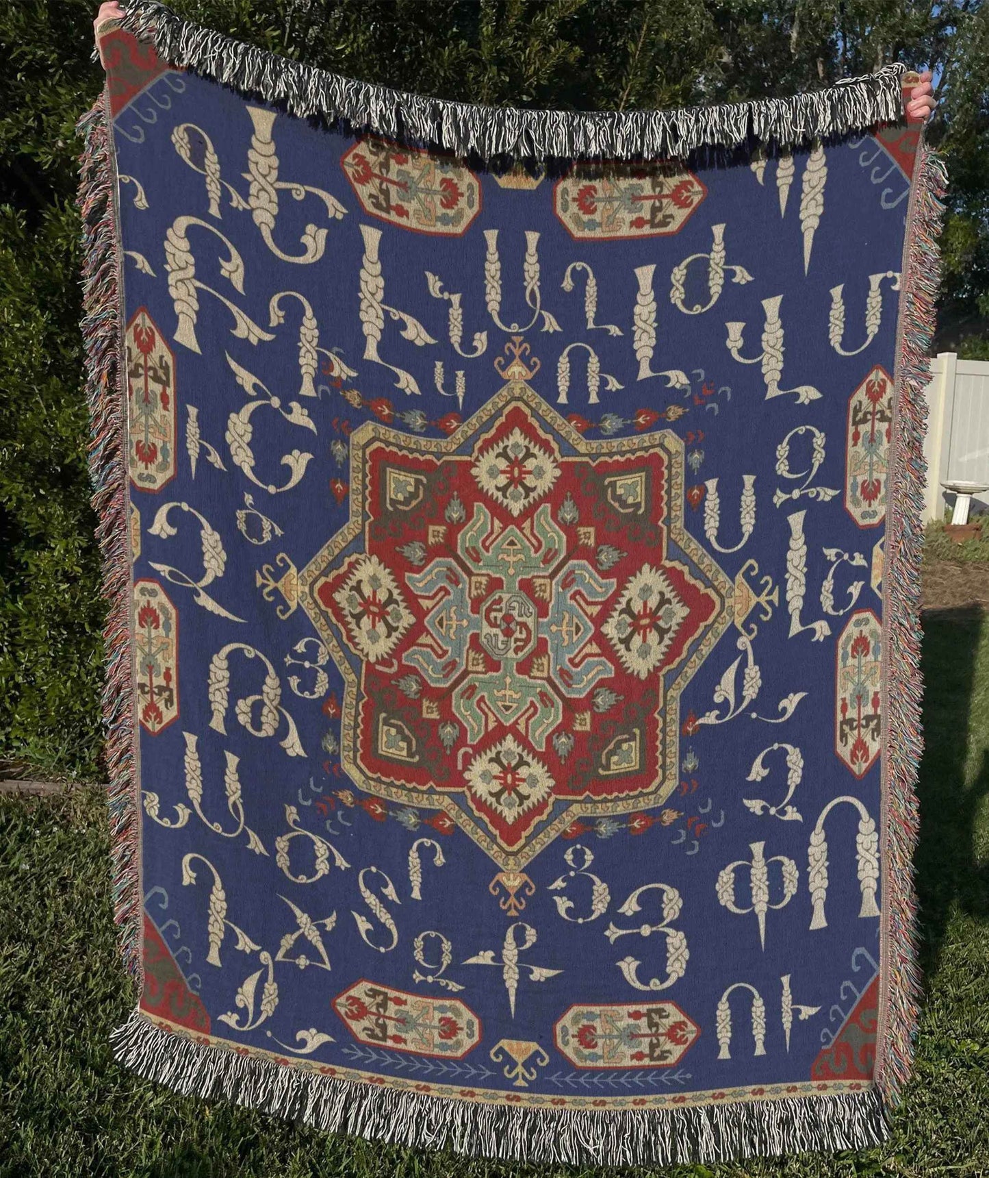 Armenian Alphabet Blanket | Soft Woven Throw, Cozy Family Gift, Stylish Cotton Bedspread - timelessbohochic.com