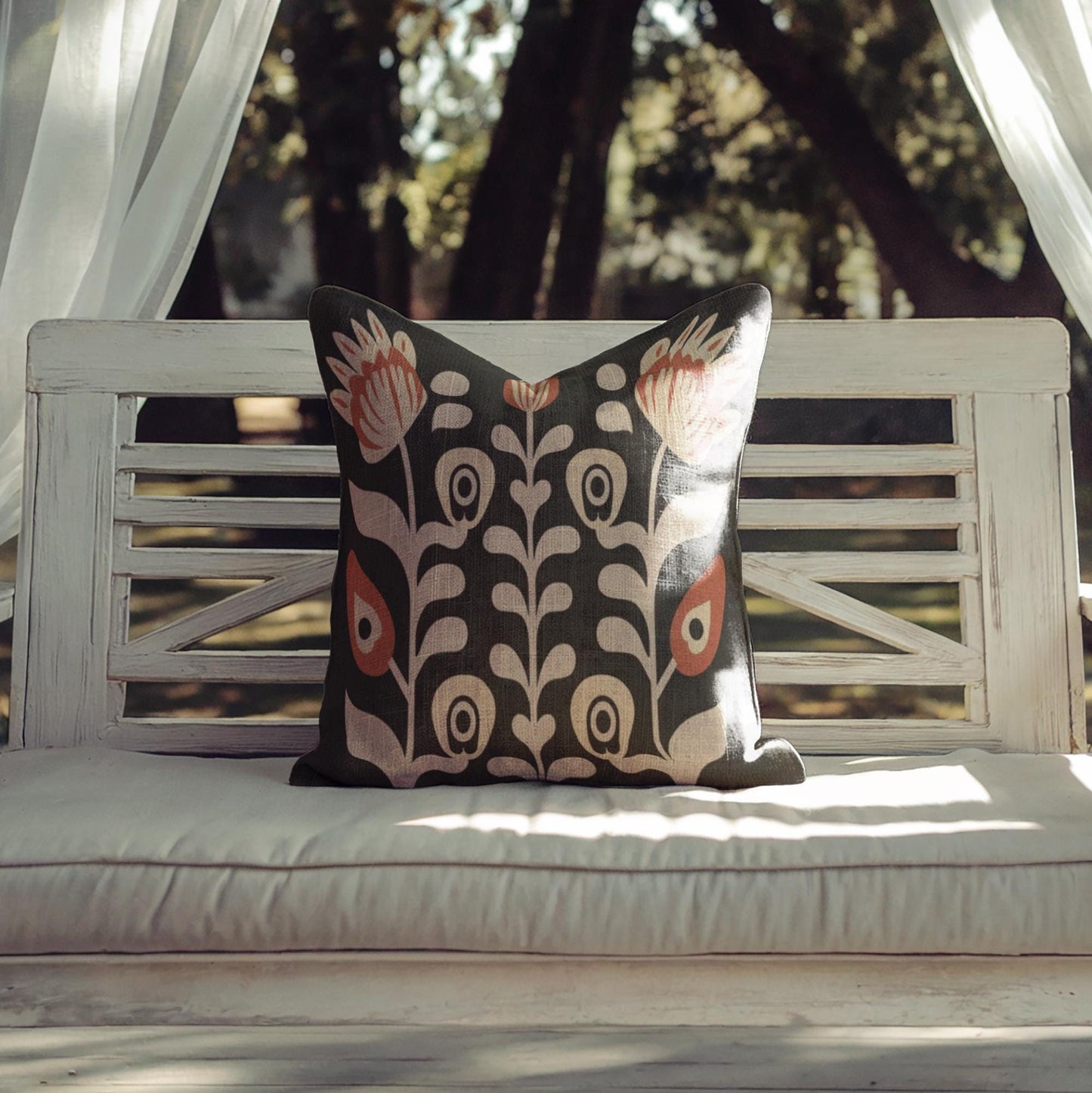 Matisse Inspired Pillow - Mid Century Cushion | Cotton Woven Floral Art Decor