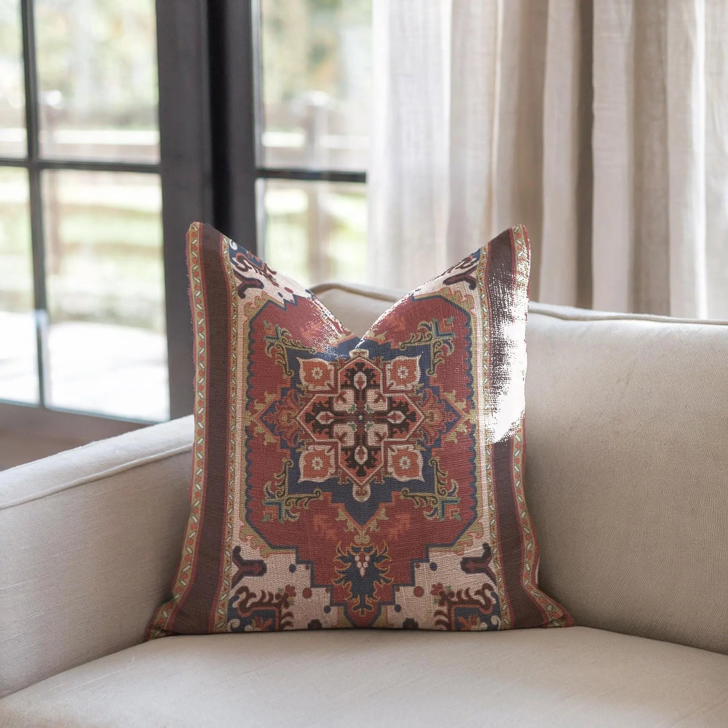 Persian Rug Pillow Blanket Set – Woven Cotton Throw & Decorative Cushion Cover