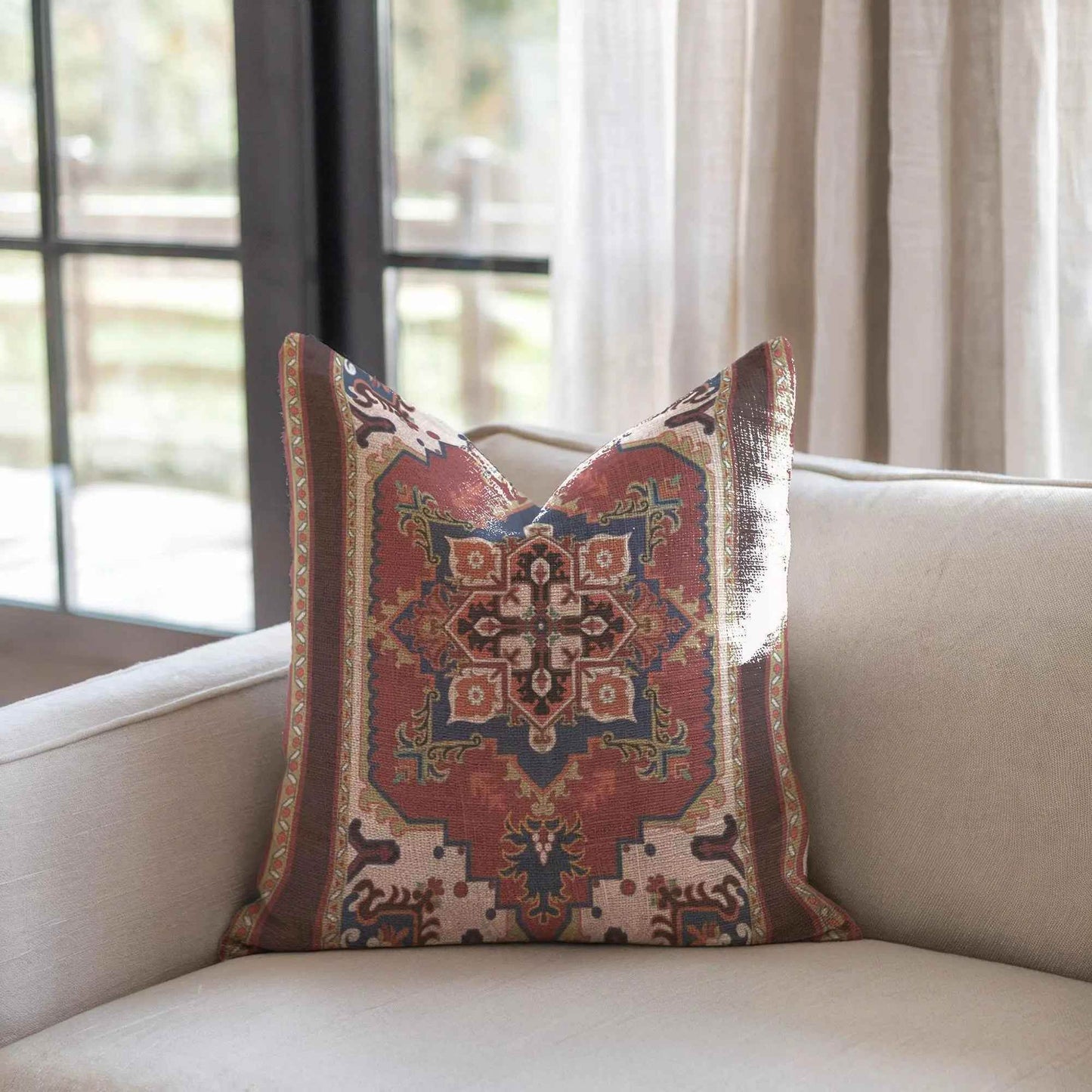 Persian Rug Pillow Blanket Set – Woven Cotton Throw & Decorative Cushion Cover - timelessbohochic.com