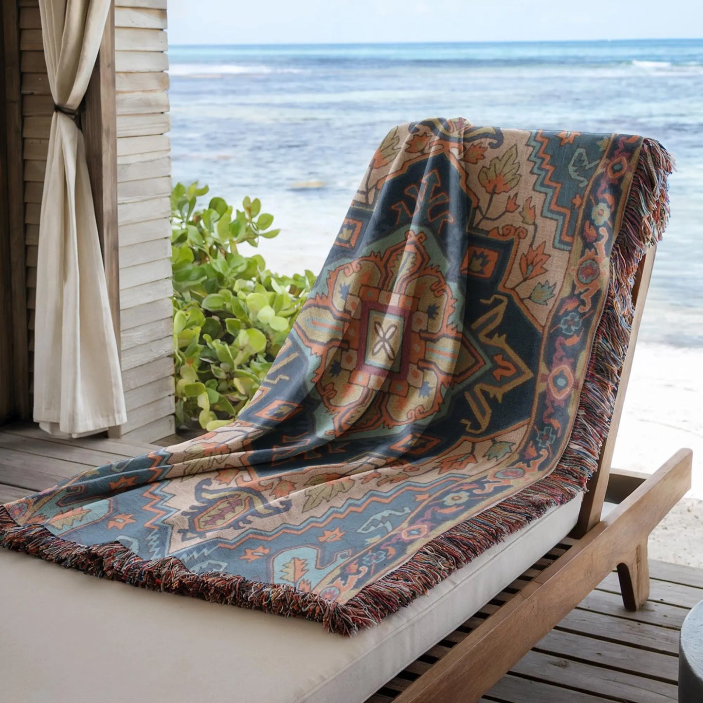 Bohemian Woven Blanket – Persian Rug Throw | Boho Tapestry Travel Throw