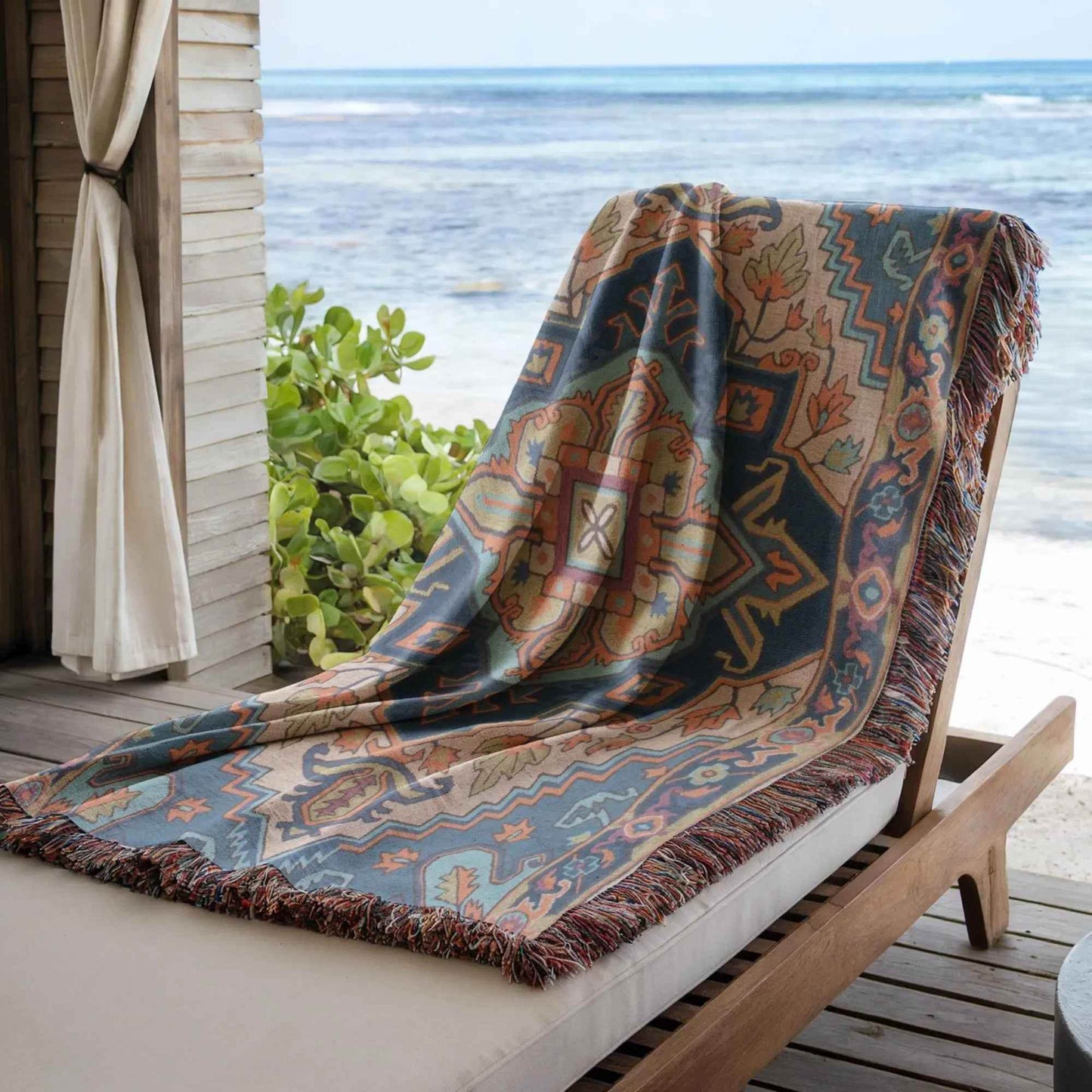 Bohemian Woven Blanket – Persian Rug Throw | Boho Tapestry Travel Throw - timelessbohochic.com