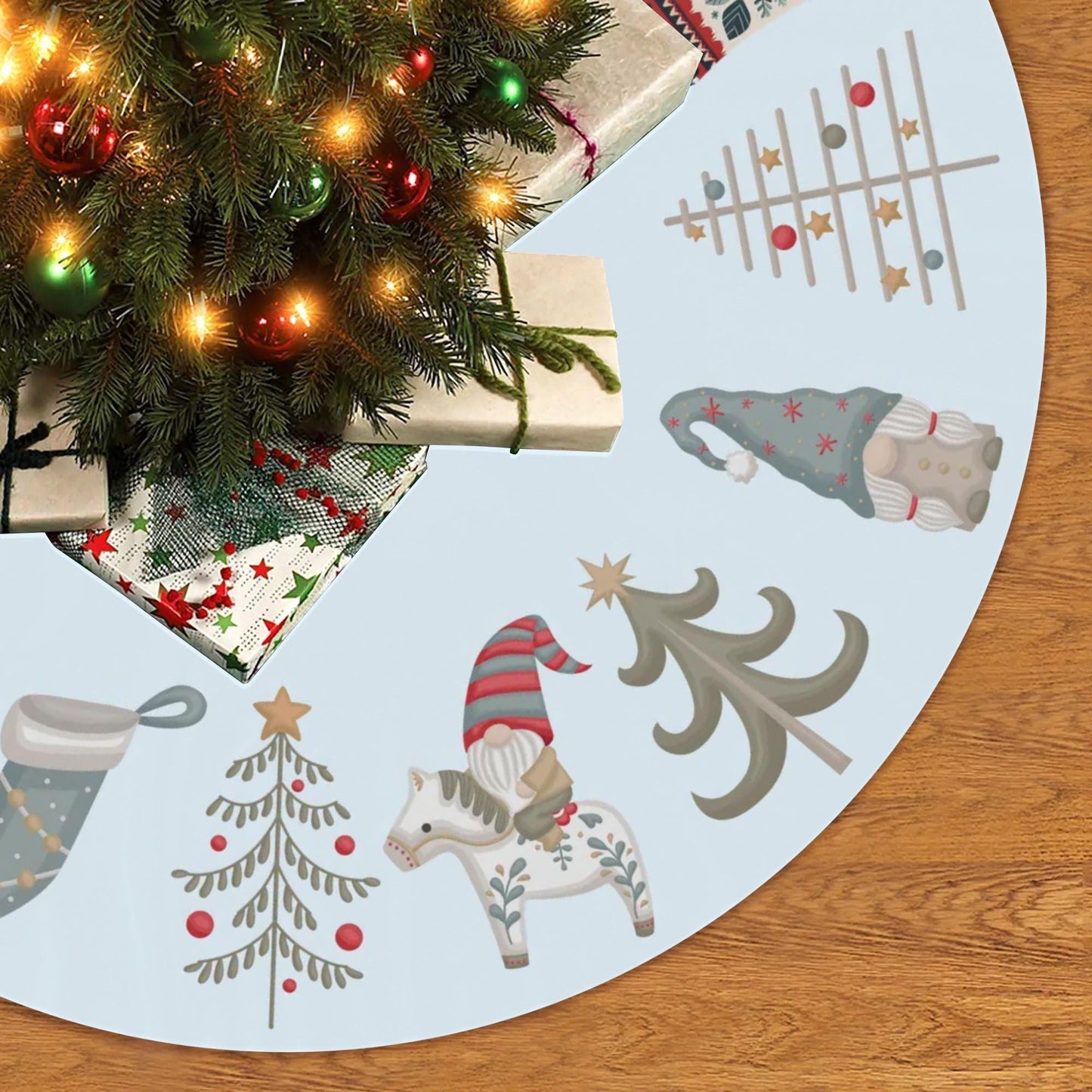 Christmas Tree Skirt - Nordic Holiday Decor | Scandinavian Soft Fleece Skirt
