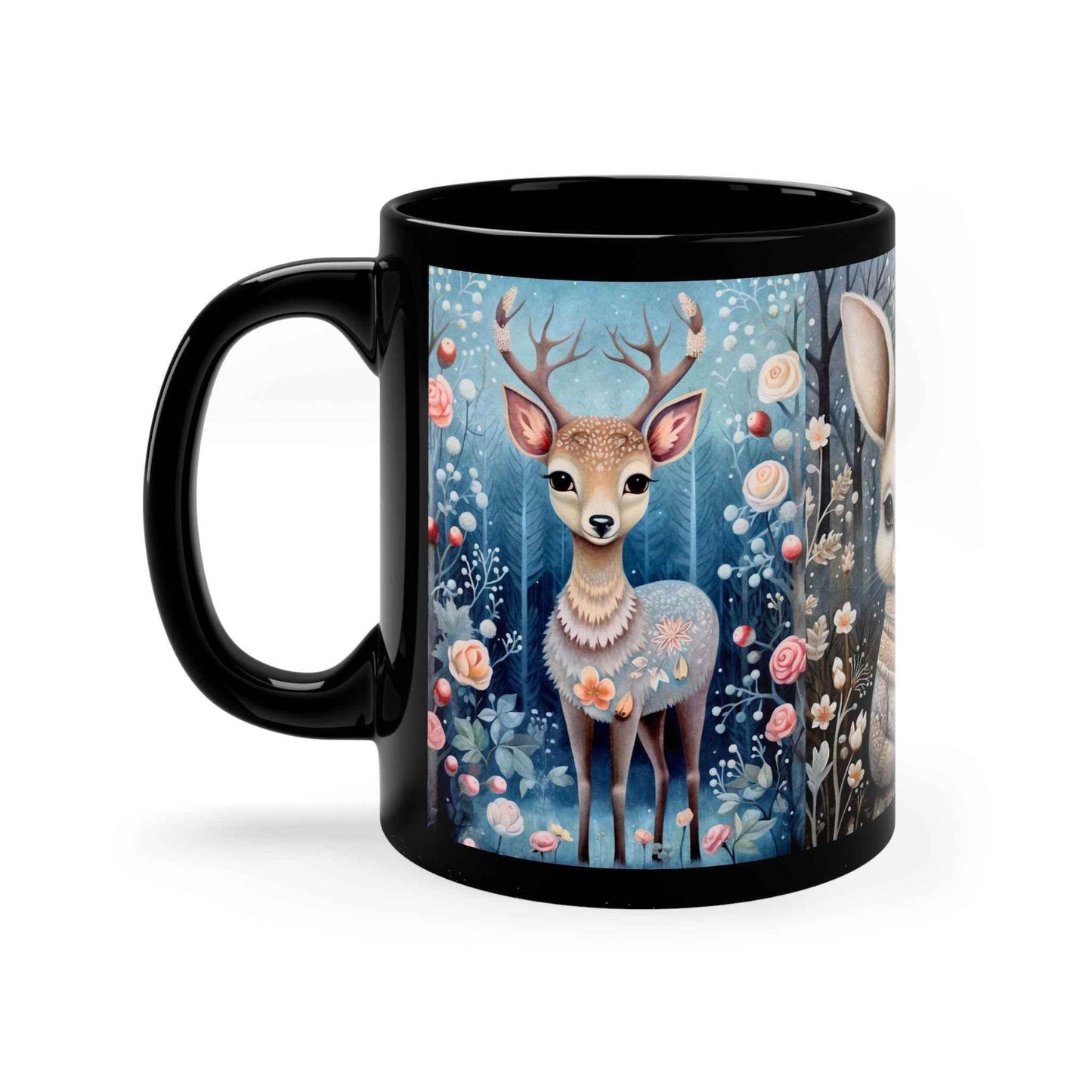 Scandinavian Folk Art Mug – Vintage Woodland Animals Ceramic Coffee Cup | Cozy Hygge Gift - timelessbohochic.com