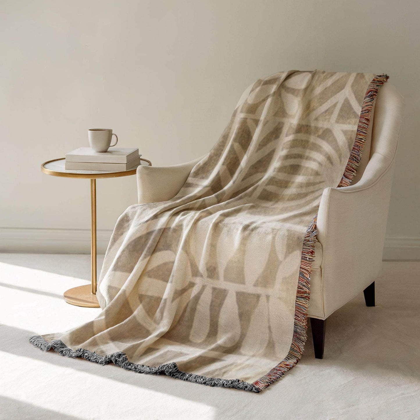 Boho Woven Blanket – Cozy Cotton Woven Blanket with Modern Pattern & Fringed Edge - timelessbohochic.com