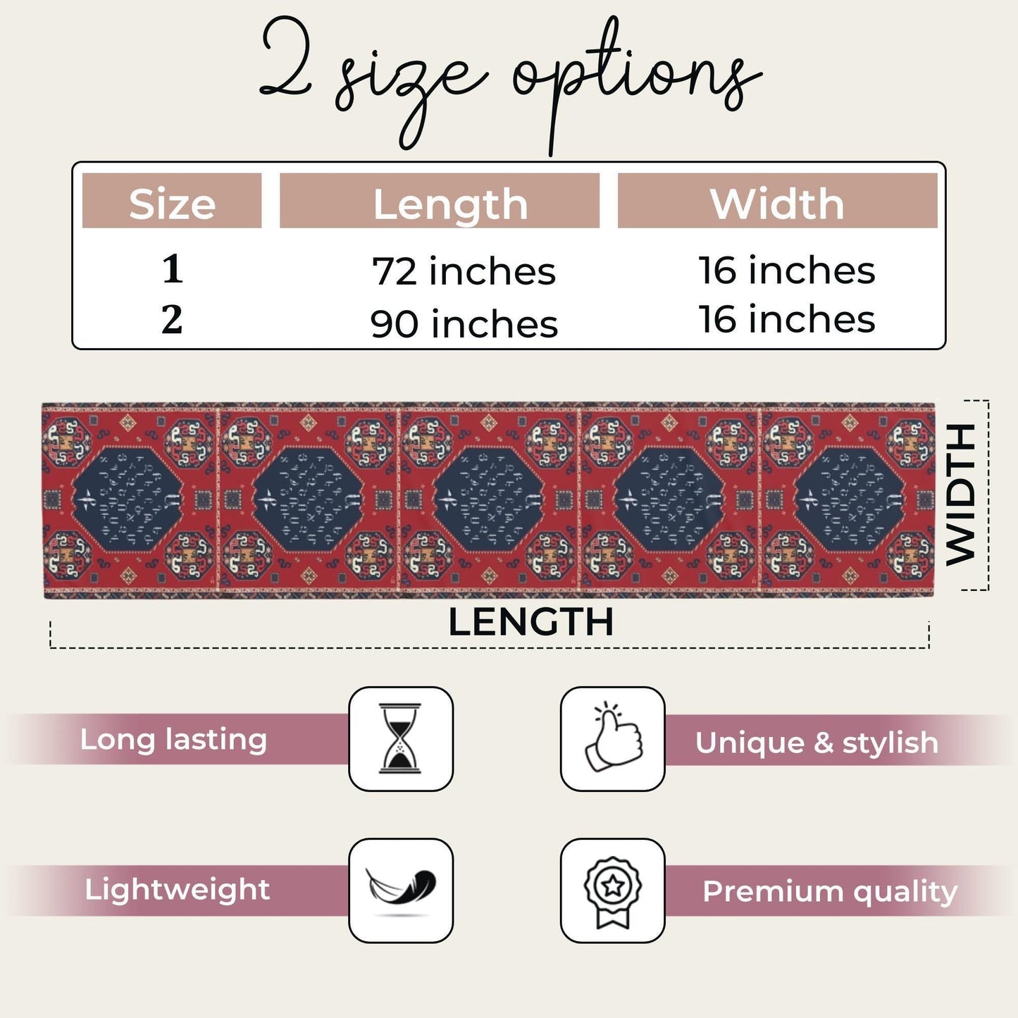 Armenian Table Runner – Cotton Boho Table Linen with Armenian Alphabet Decor