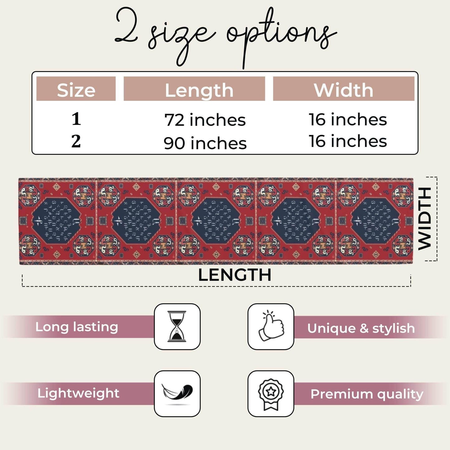 Armenian Table Runner – Cotton Boho Table Linen with Armenian Alphabet Decor - timelessbohochic.com