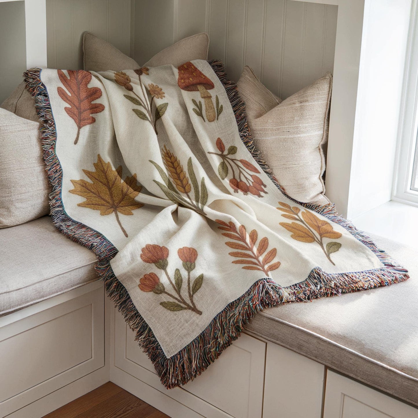 Autumn Leaves Throw Blanket – Cozy Fall Couch Throw With Leaf Pattern Design