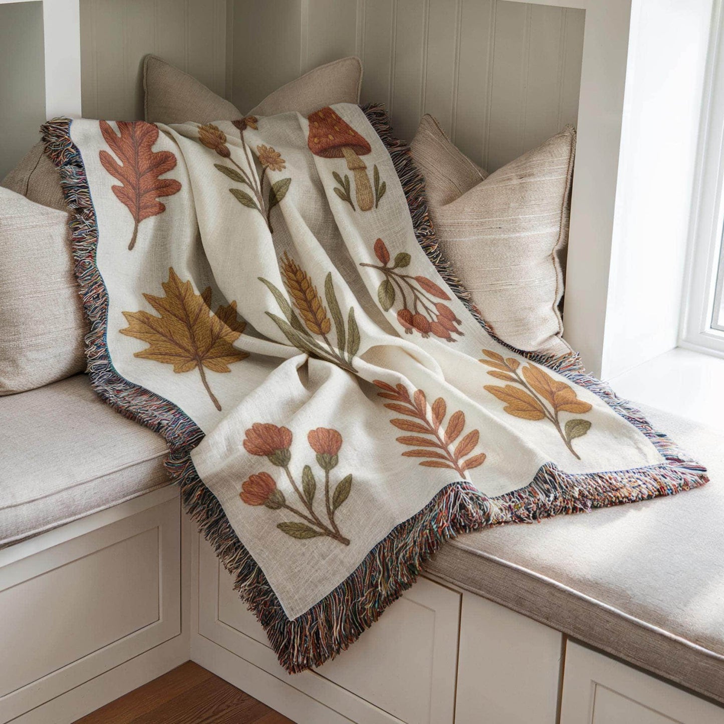 Autumn Leaves Throw Blanket – Cozy Fall Couch Throw With Leaf Pattern Design - timelessbohochic.com