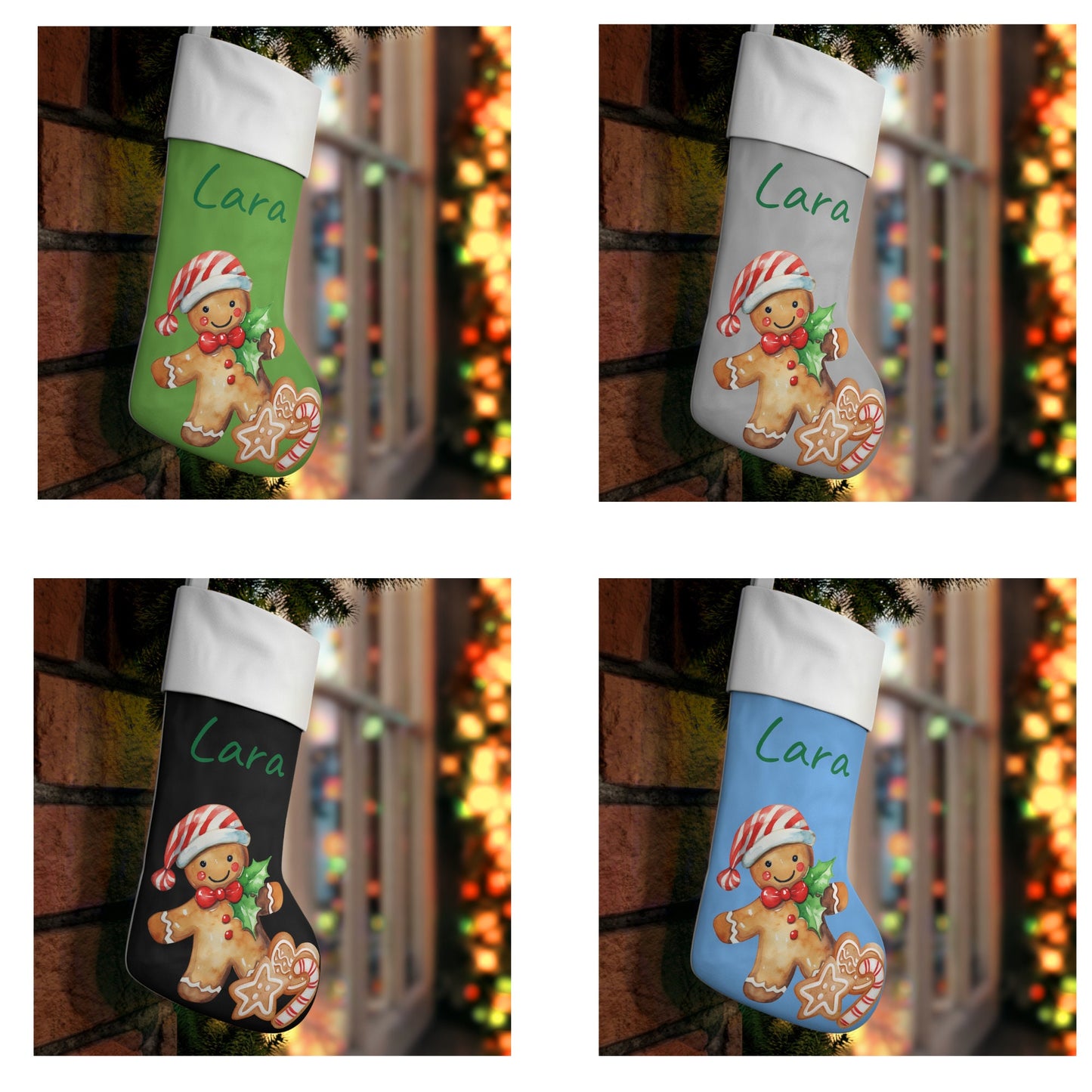 Personalized Holiday Stocking – Custom First Christmas Stocking with Name & Cookie Design