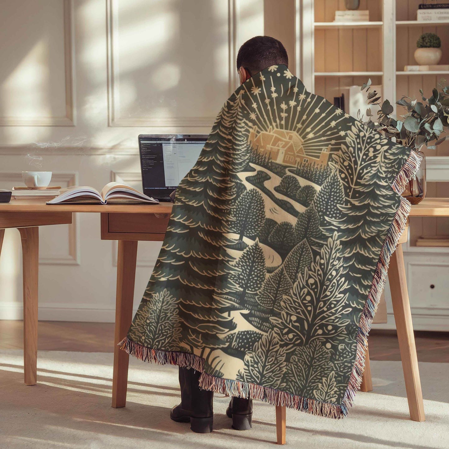 Holiday Woven Blanket – Cozy Christmas Throw Blanket With Festive Forest Trees - timelessbohochic.com