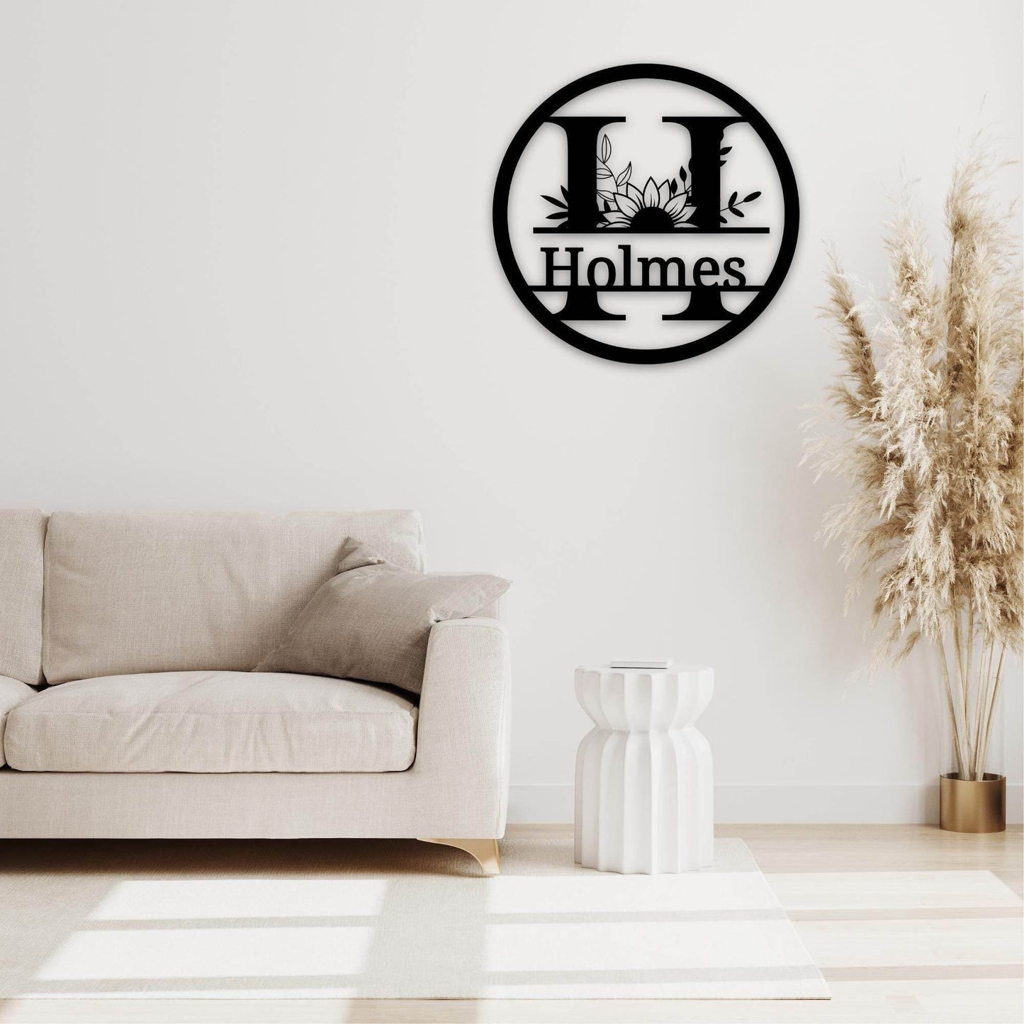 Personalized Door Sign – Custom Metal Wall Hanging with Sunflower Design - timelessbohochic.com