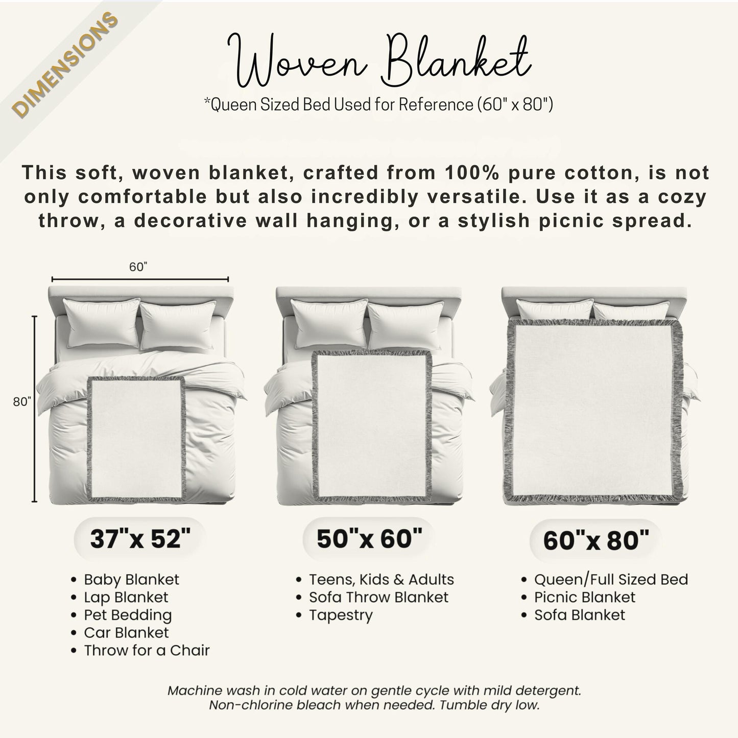 Plaid Fall Blanket – Cozy Cotton Throw with Tartan Leaf Pattern & Fringed Edges