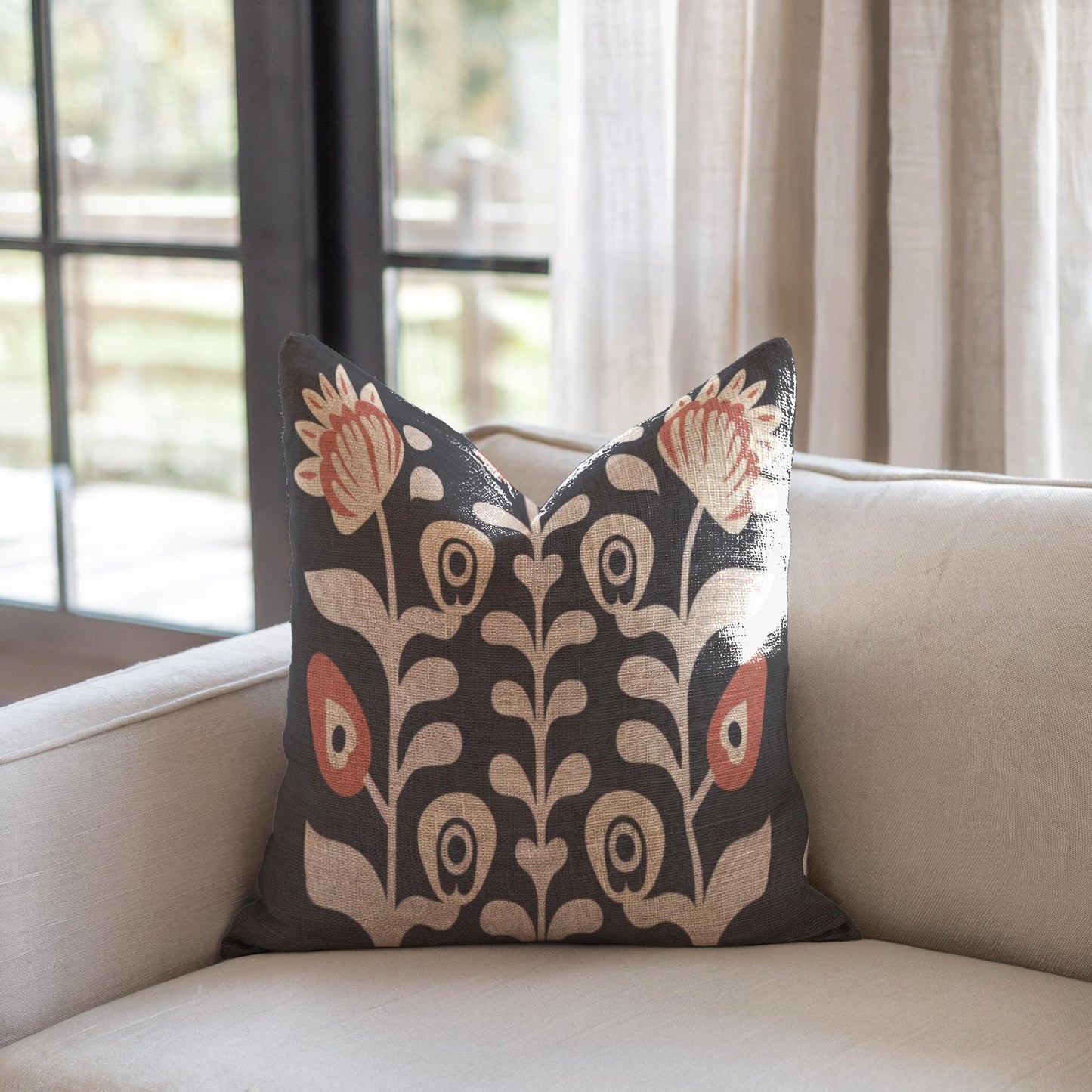 Matisse Inspired Pillow - Mid Century Cushion | Cotton Woven Floral Art Decor