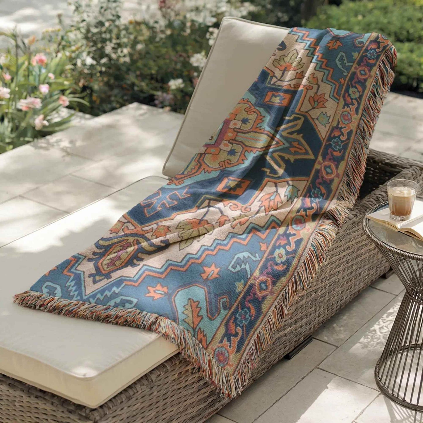 Bohemian Woven Blanket – Persian Rug Throw | Boho Tapestry Travel Throw - timelessbohochic.com