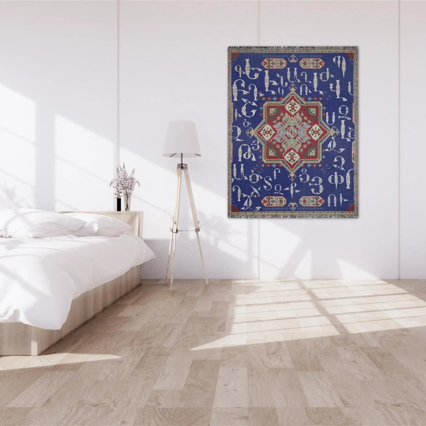 Armenian Alphabet Blanket | Soft Woven Throw, Cozy Family Gift, Stylish Cotton Bedspread