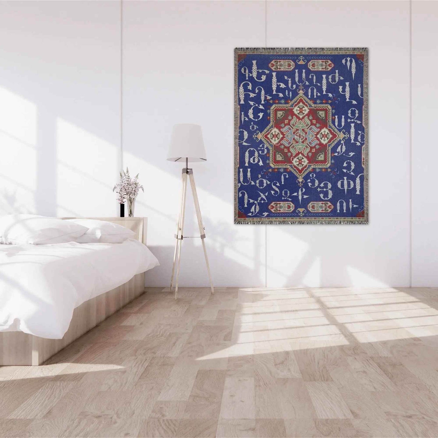 Armenian Alphabet Blanket | Soft Woven Throw, Cozy Family Gift, Stylish Cotton Bedspread - timelessbohochic.com