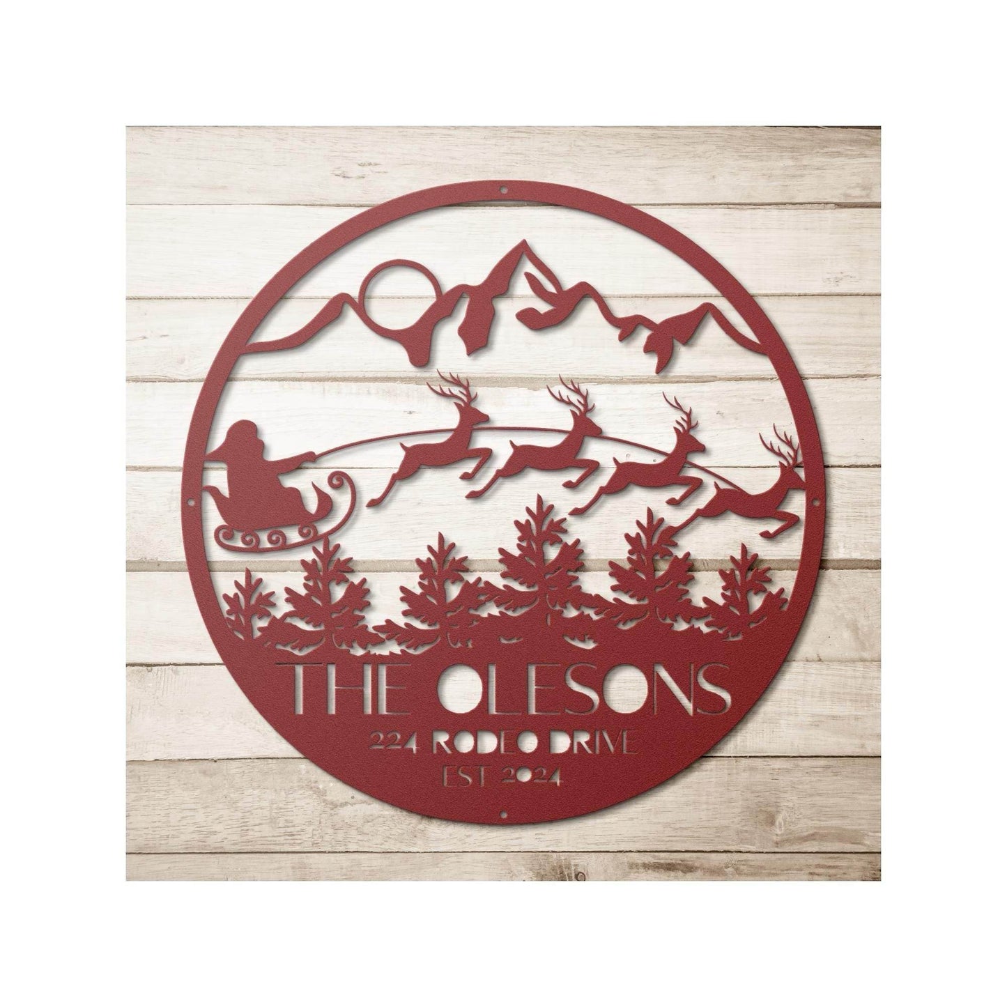 Custom Christmas Sign - Personalized Metal Wall Art | Rustic Holiday Decor Gift - timelessbohochic.com