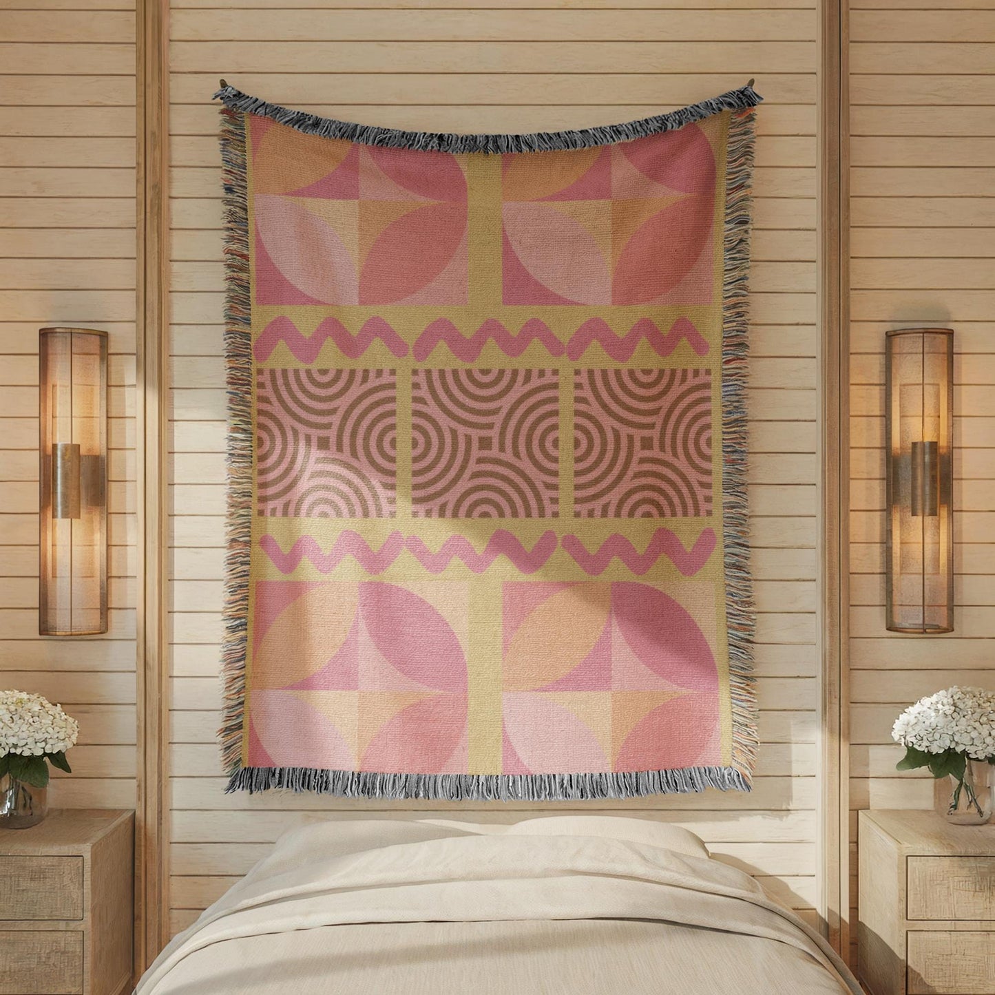 Midcentury Modern Throw Blanket – Color Block Blanket | Abstract Sofa Cover