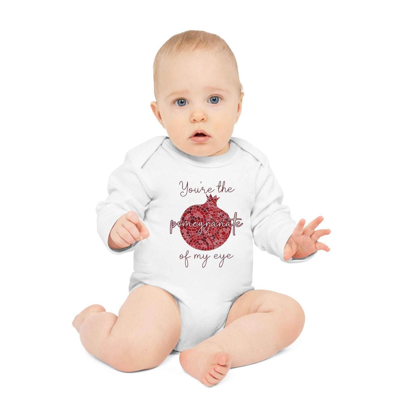 Armenian Baby Bodysuit – Organic Cotton Baby Romper With Pomegranate Design - timelessbohochic.com