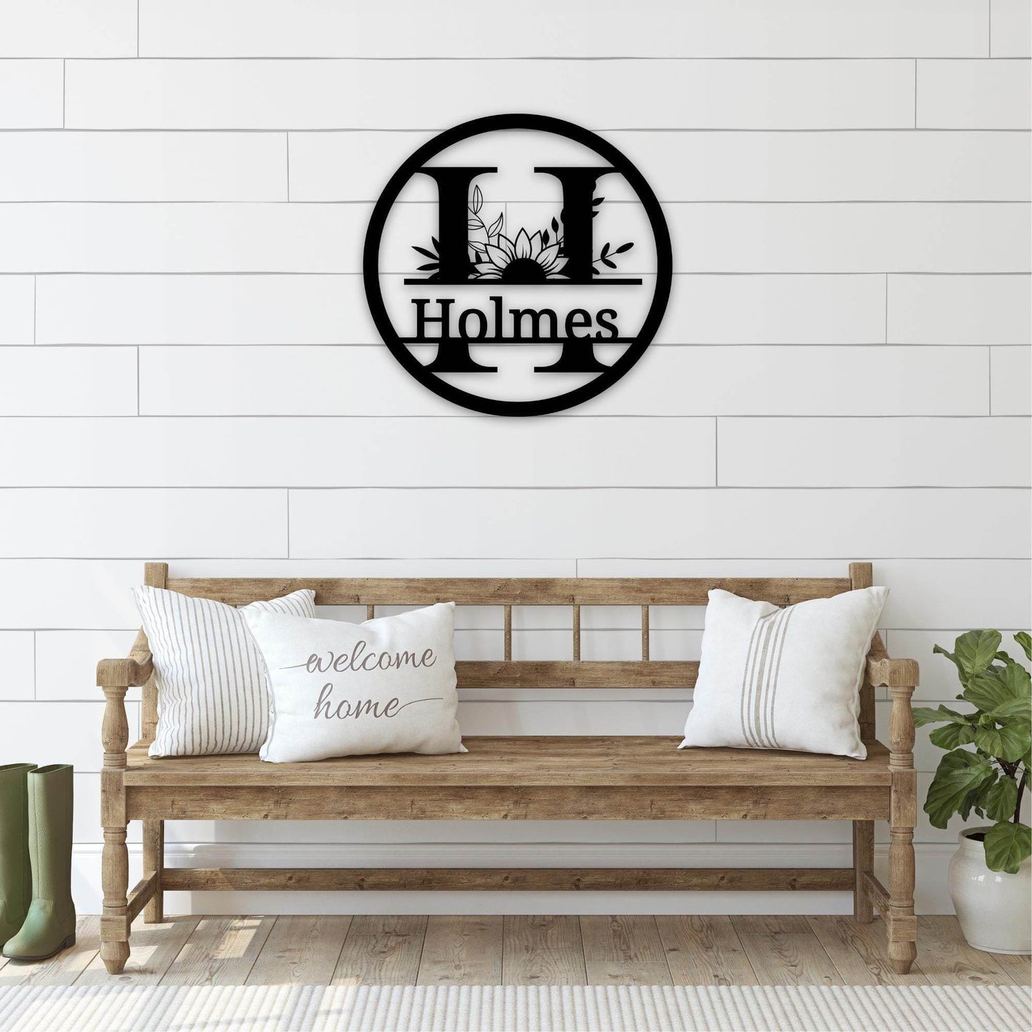 Personalized Door Sign – Custom Metal Wall Hanging with Sunflower Design - timelessbohochic.com