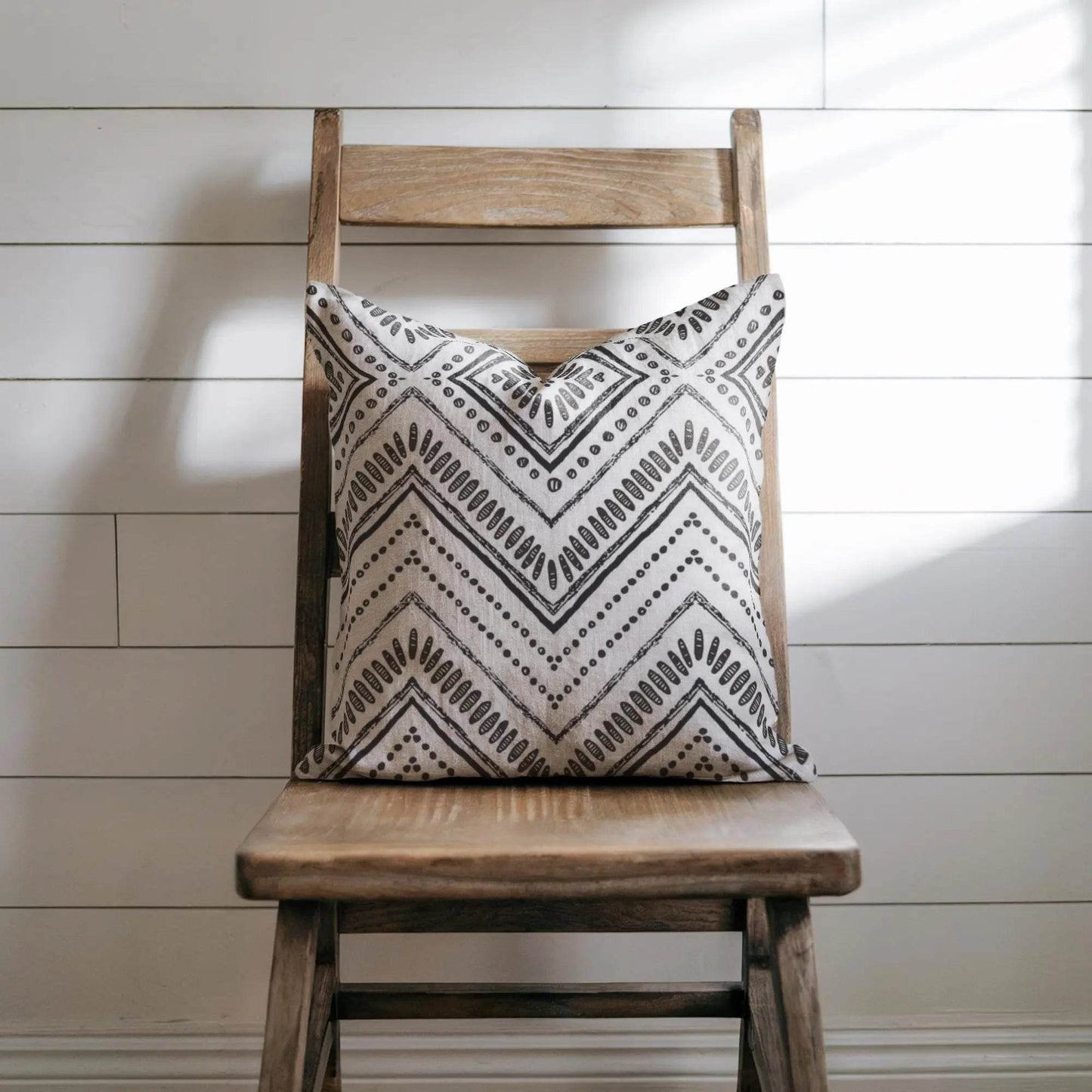 Boho Pillow - Minimalist Cushion With Woven Chevron & Tribal Accent Design - timelessbohochic.com