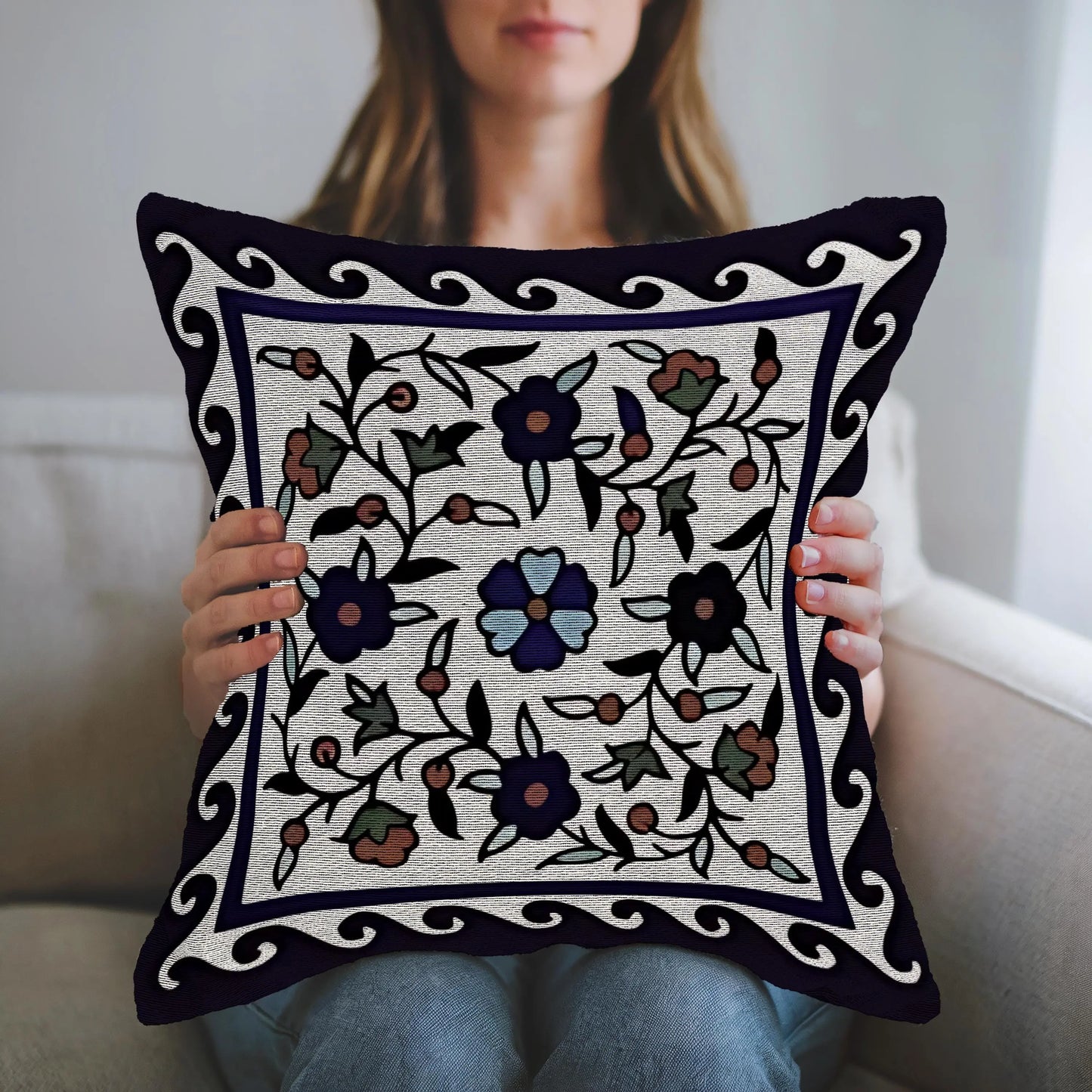 Iznik Cotton Throw Blanket - Floral Bedding Set & Turkish Throw Pillows for King Queen Bed