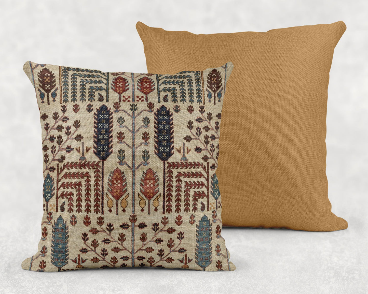 Persian Rug Pillow Blanket - Cotton Throw Blanket & Decorative Cushion Cover | Boho Living Room Decor
