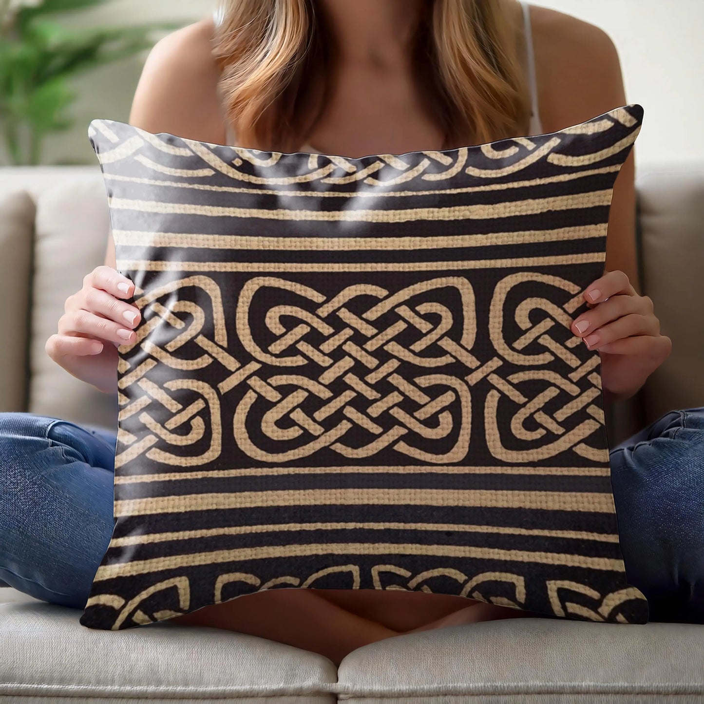 Celtic Woven Pillow - Irish Home Decor | Rustic Sofa Cushion with Eternity Knotwork