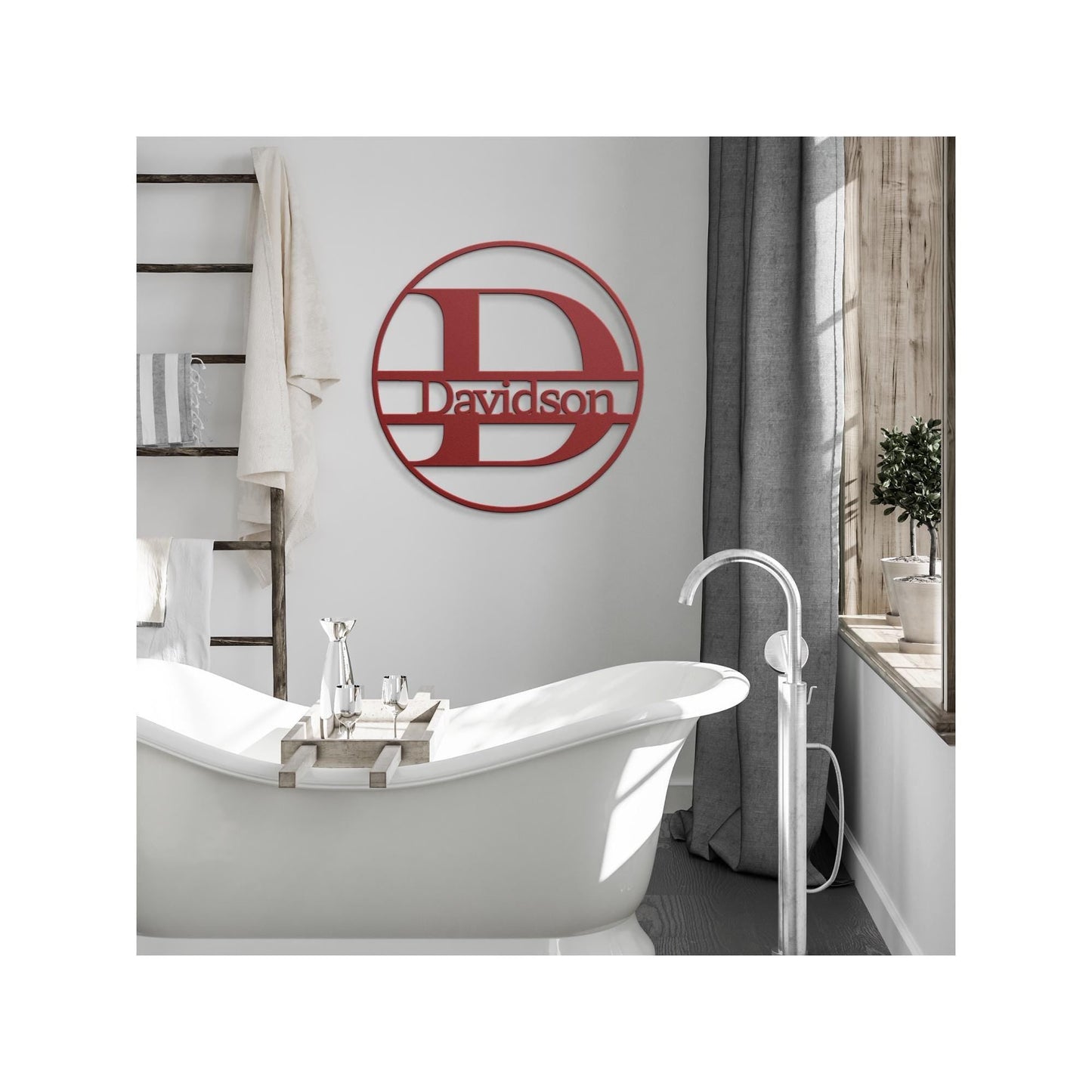 Round Metal Door Sign - Rustic Welcome Sign With Personalized Door Plaque