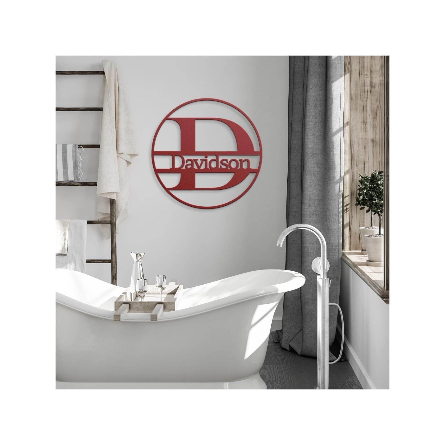 Round Metal Rustic Welcome Door Sign with Personalized Door Plaque - timelessbohochic.com