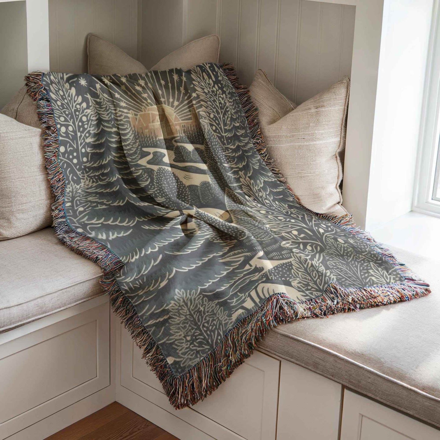 Holiday Woven Blanket – Cozy Cabin Throw With Christmas Tree Design, 3 Sizes - timelessbohochic.com