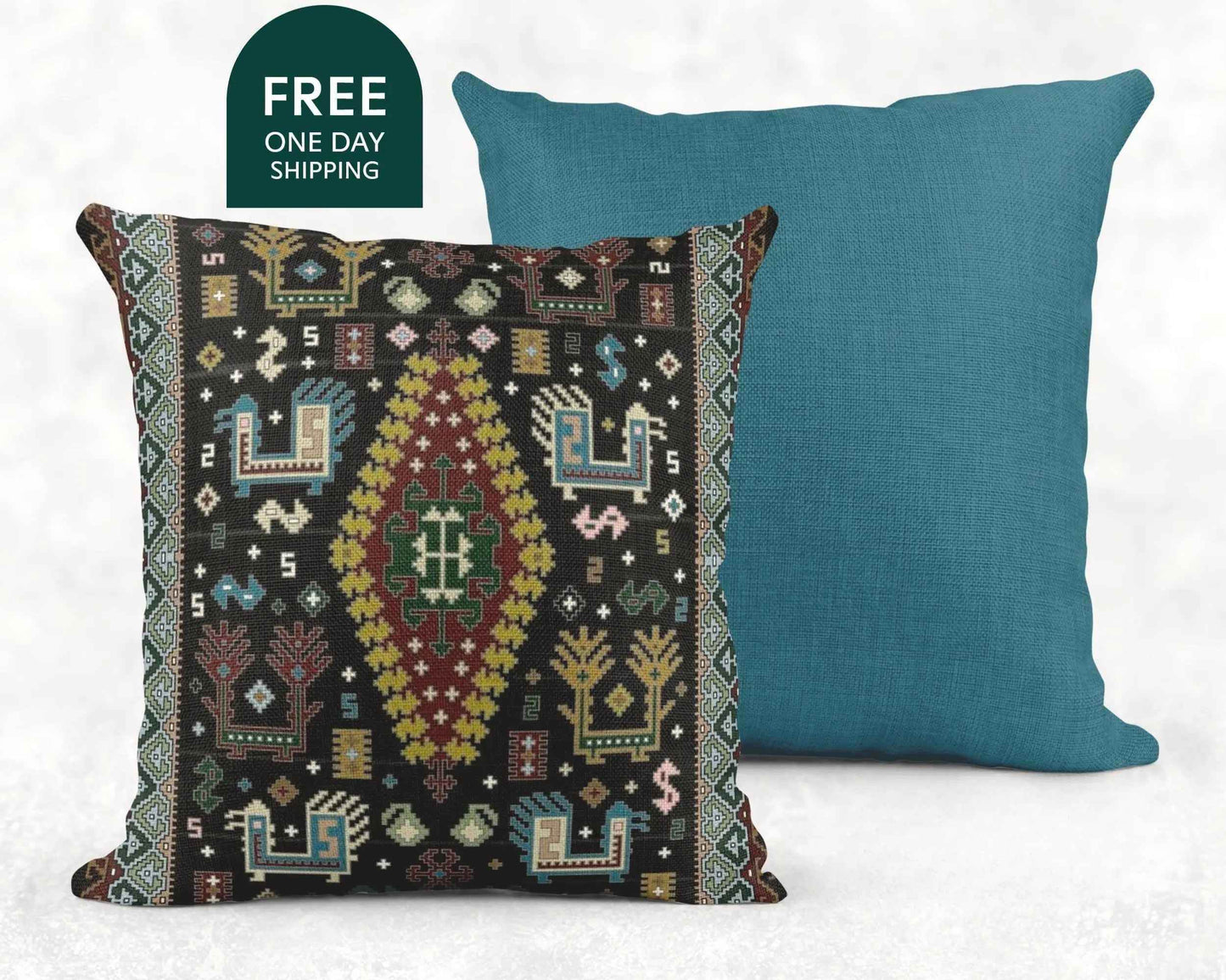 Bohemian Pillow - Ethnic Cushion With Colorful Embroidery | Southwestern Decor - timelessbohochic.com