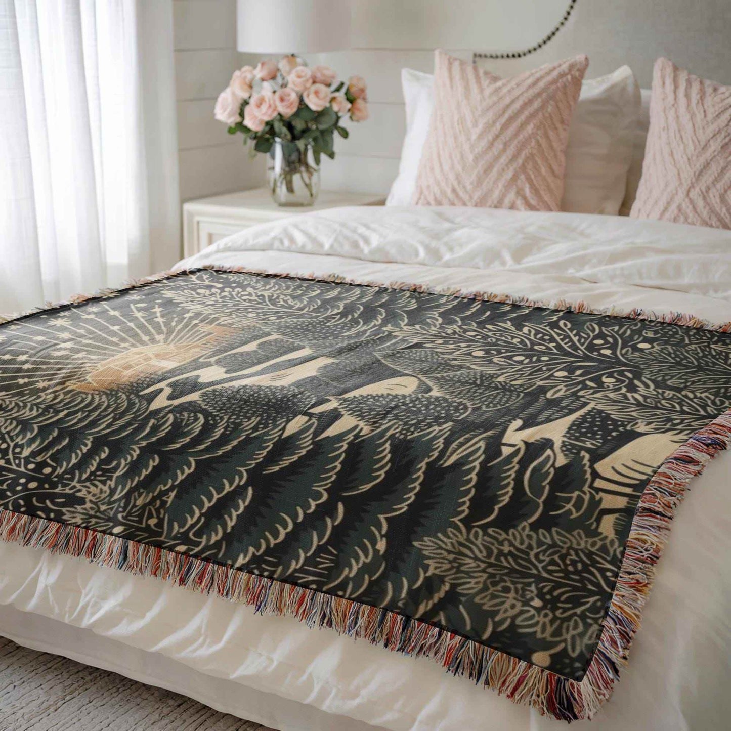 Holiday Woven Blanket – Cozy Cabin Blanket with Christmas Tree Throw, 3 Sizes - timelessbohochic.com