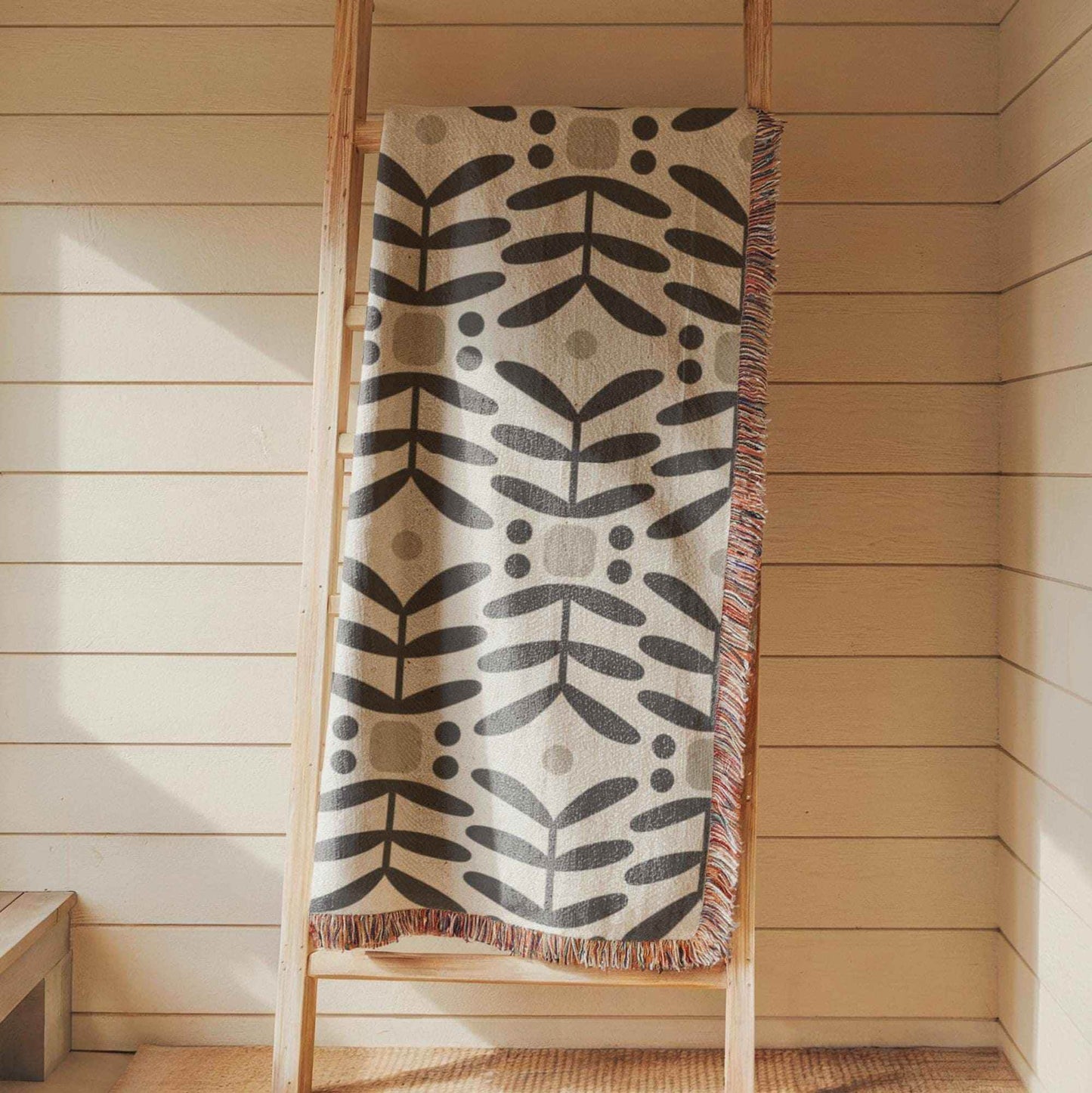 Woven Wall Hanging – Mid Century Modern Floral Wall Art Cotton Tapestry Throw - timelessbohochic.com