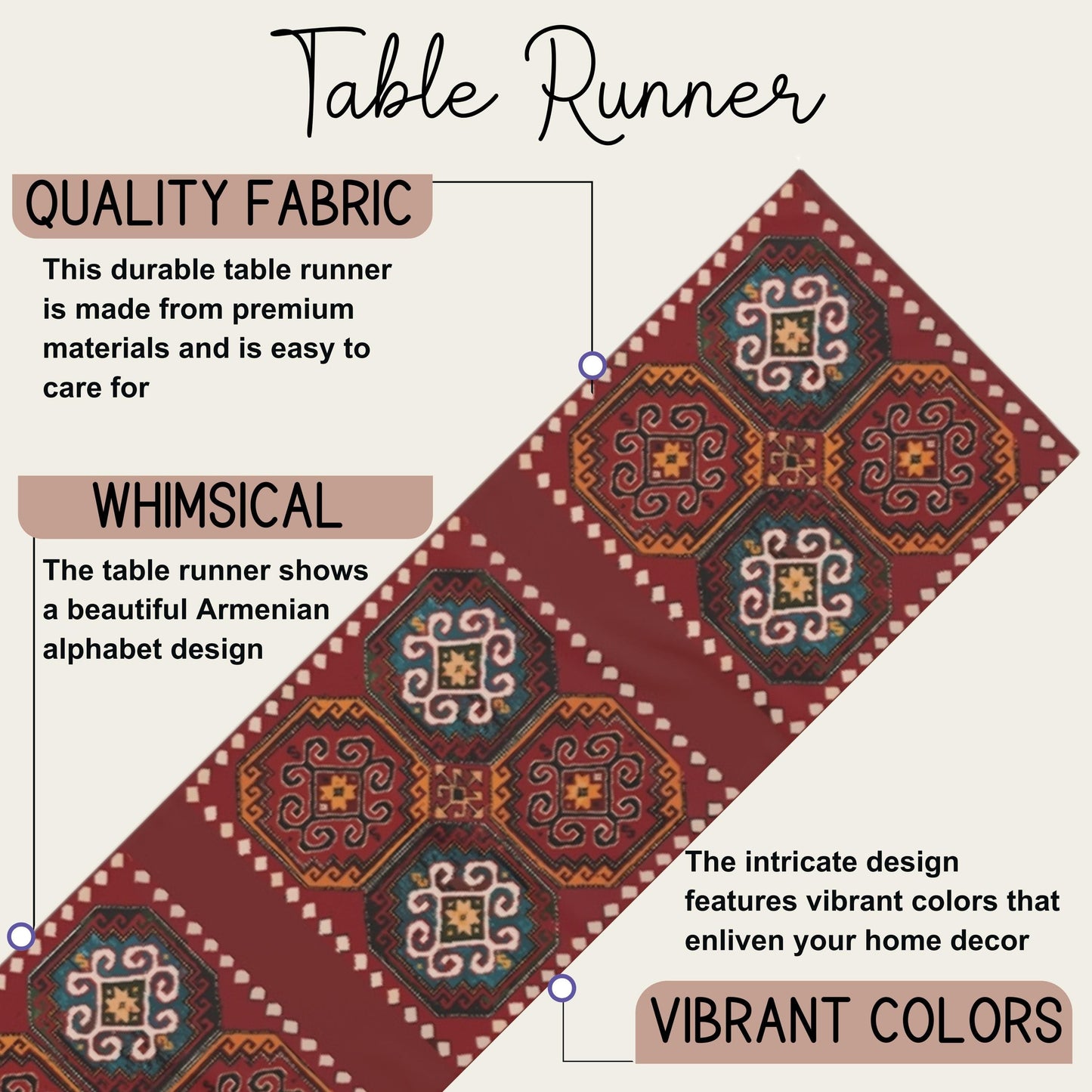 Anatolian Kilim Table Runner – Turkish Pattern Decor | Boho Home Table Accent