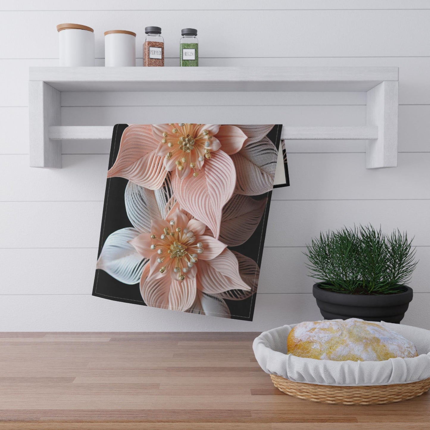 Christmas Tea Towel – Festive Kitchen Linen With Elegant Poinsettia Design
