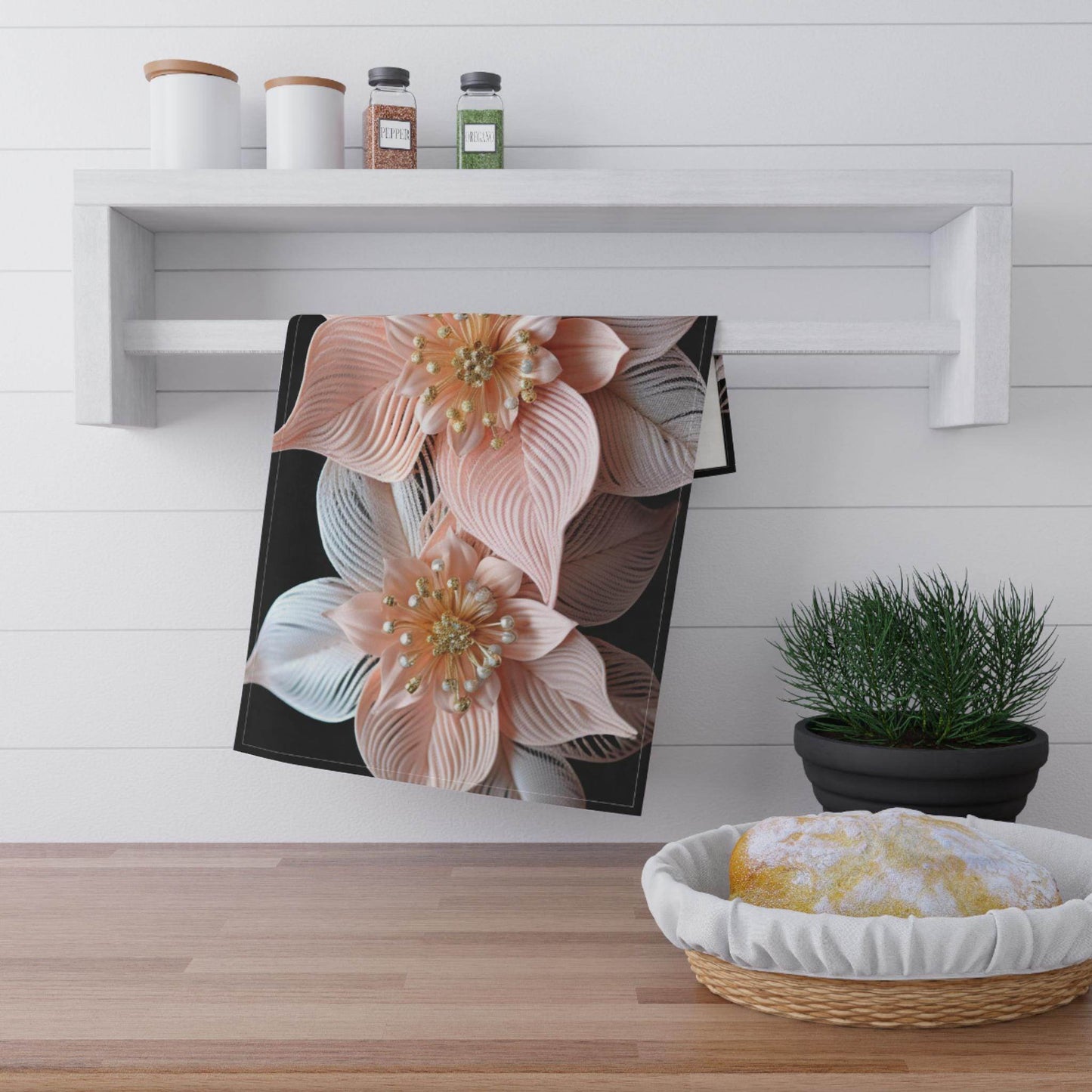 Christmas Tea Towel – Festive Kitchen Linen With Elegant Poinsettia Design - timelessbohochic.com